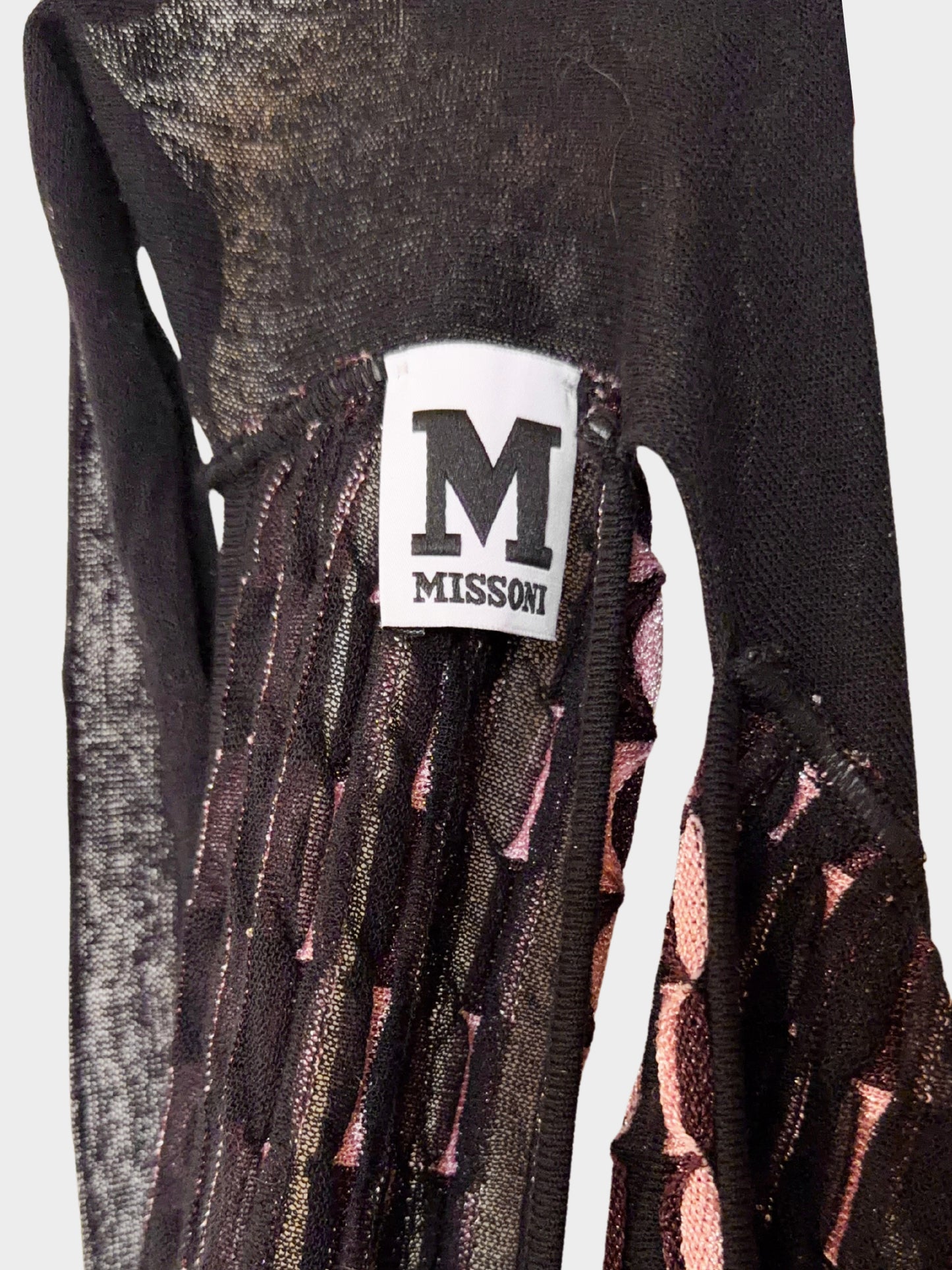 Missoni 2000s Black and Pink Patterned High Neck Top