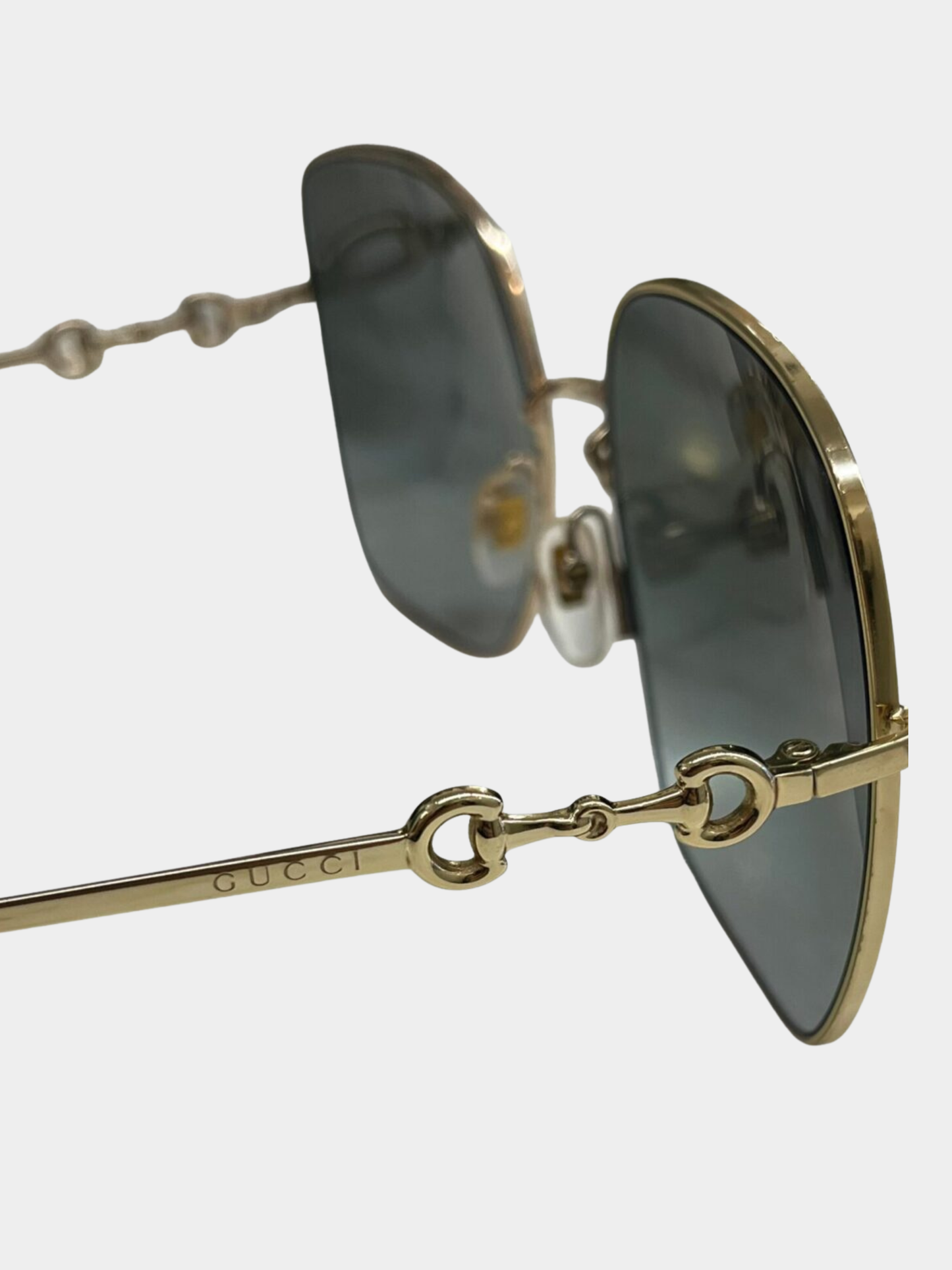 Gucci 2010s Gold Metal GG0879S Horsebit Sunglasses