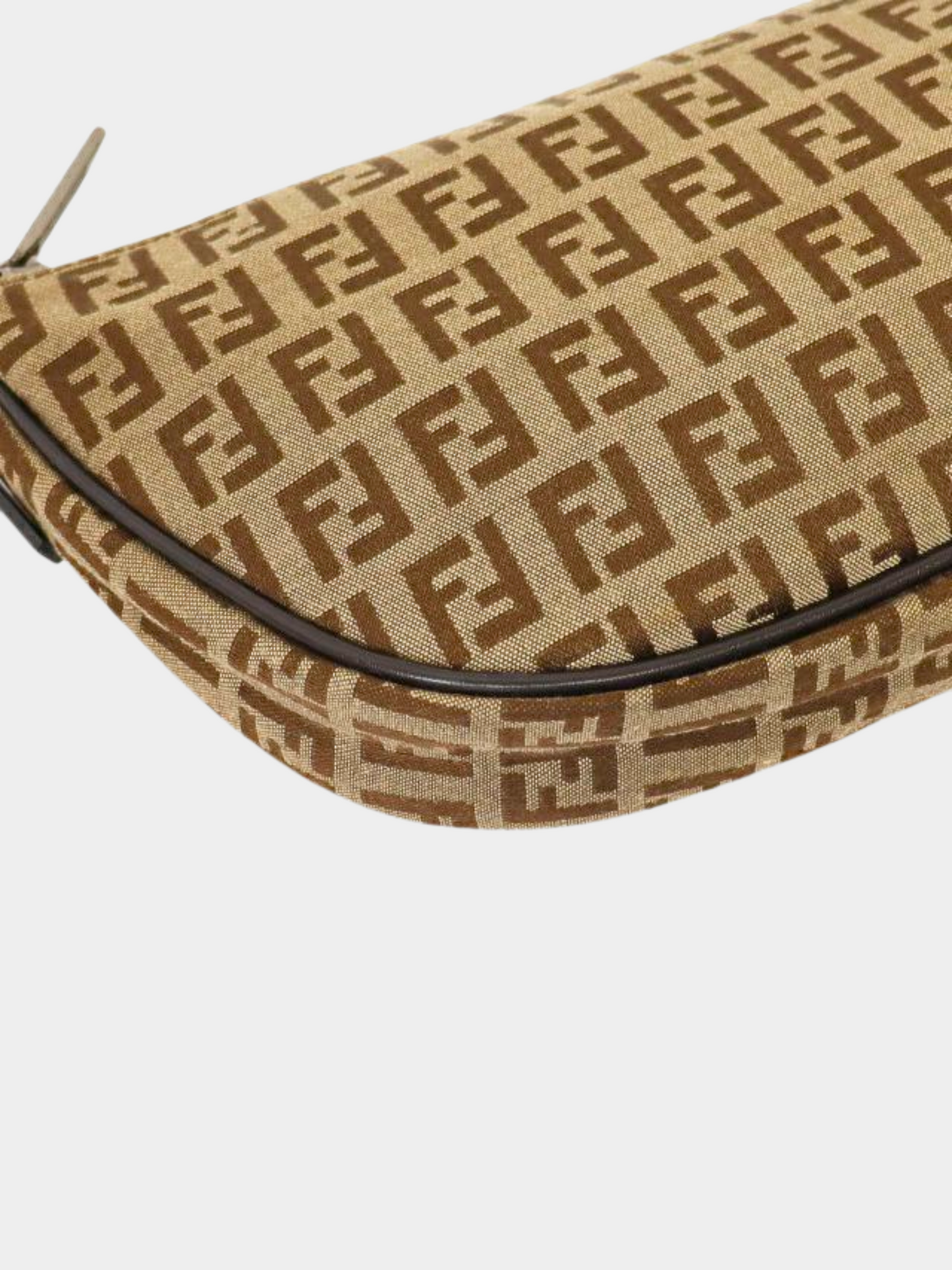 Fendi 1990s Brown Monogram Zucchino Boat Bag