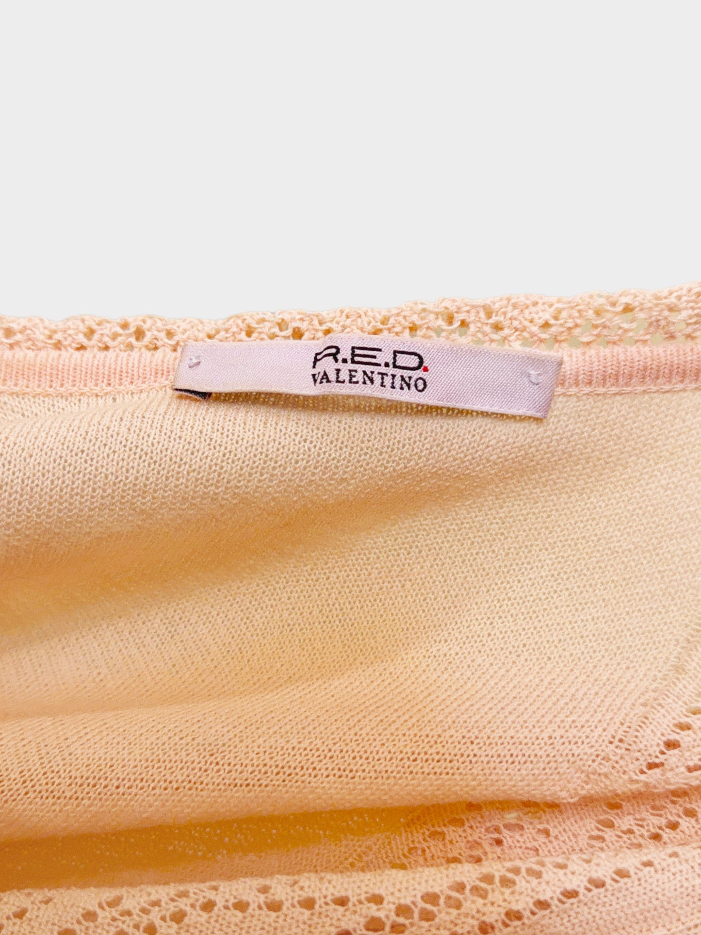 Valentino 2000s Peach Wool Knitted Lace Button-down Cardigan Top
