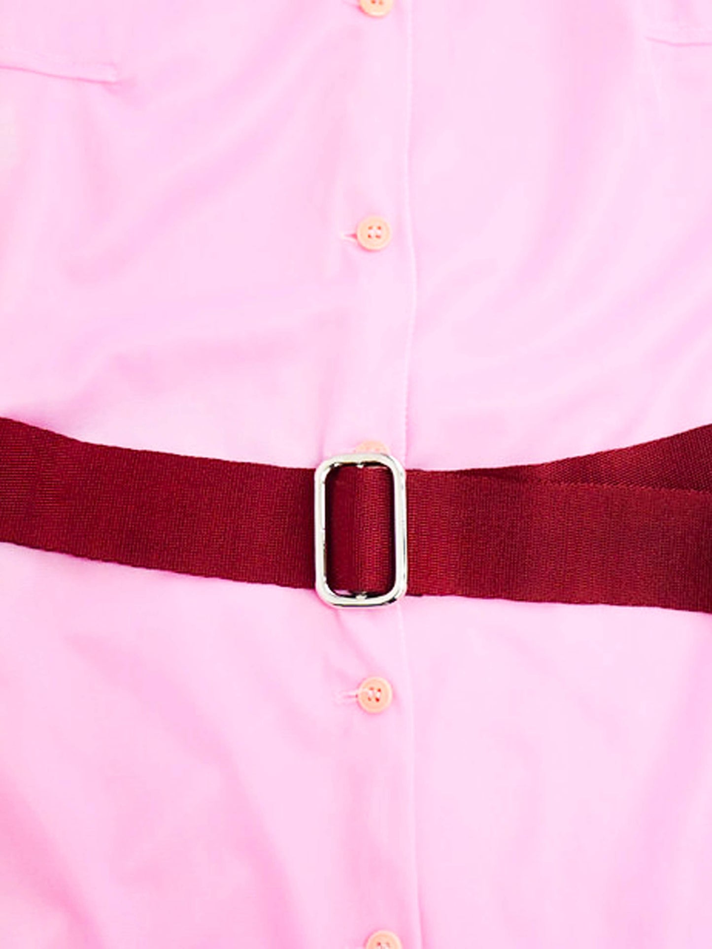 Miu Miu SS 2000 Pink and Maroon Perforated Belted Dress