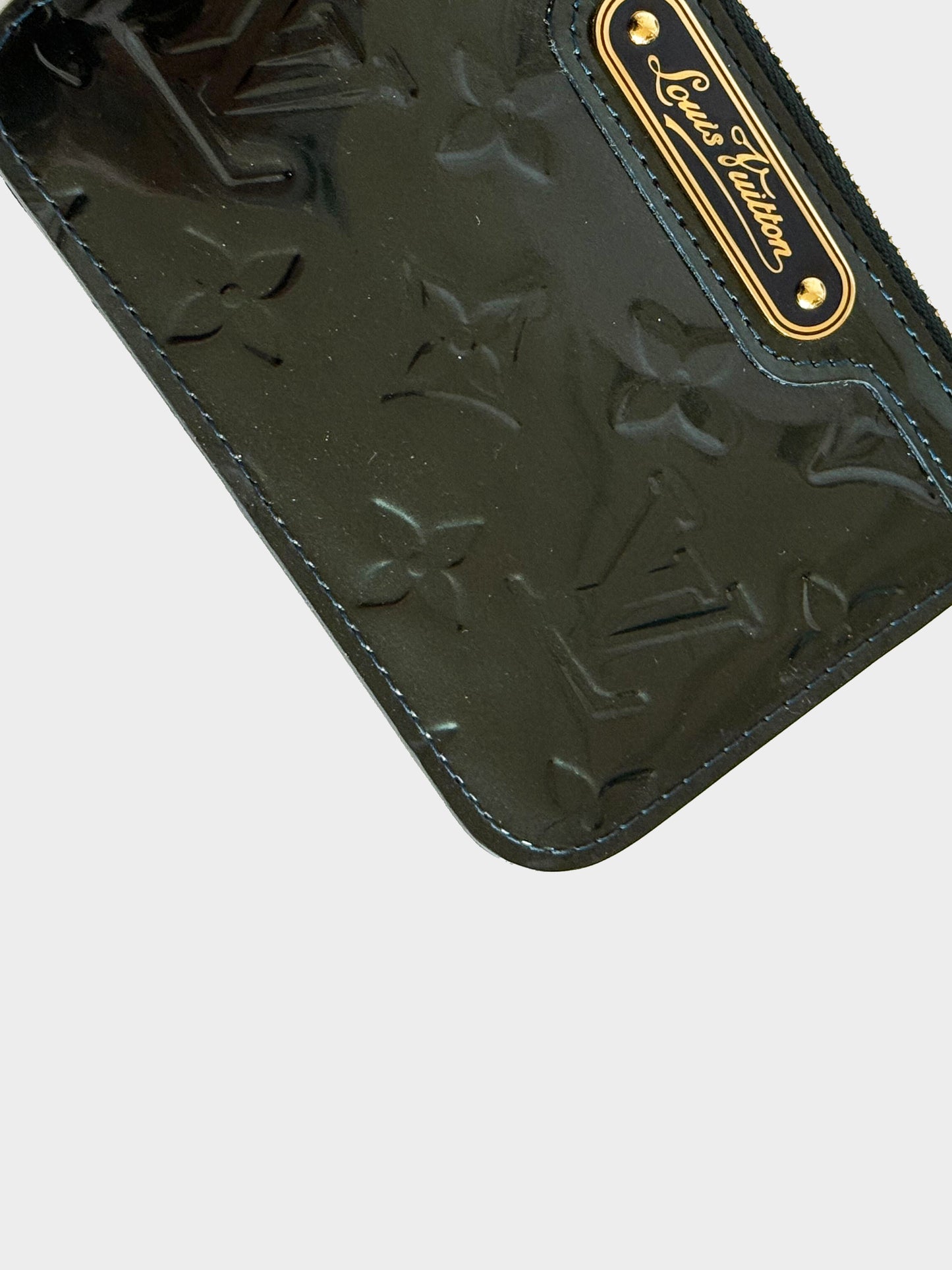 Louis Vuitton 2000s Dark Green Vernis Leather Pochette Clefs Key Pouch