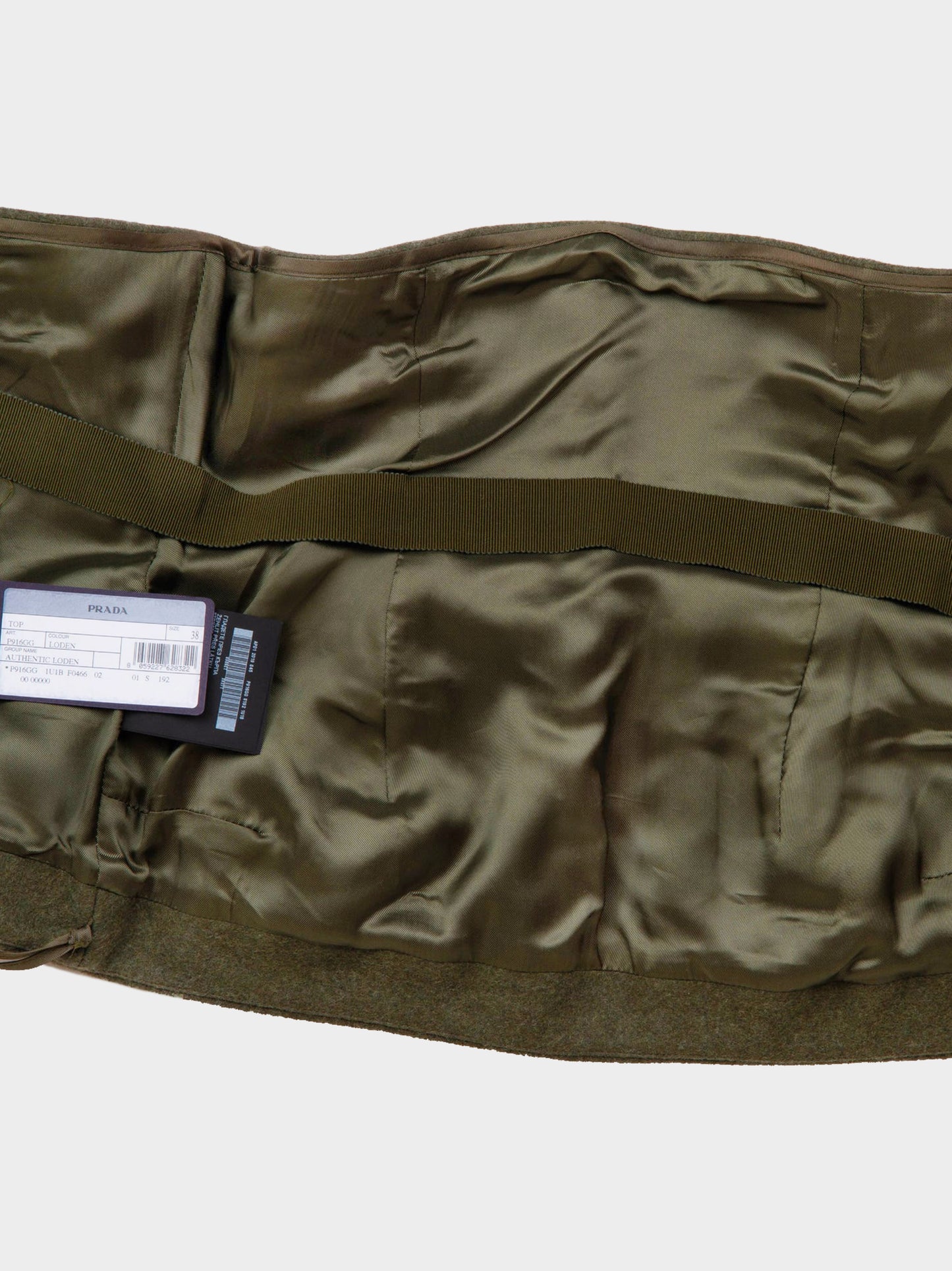 Prada FW 2019 Green Felt Military Bustier Top