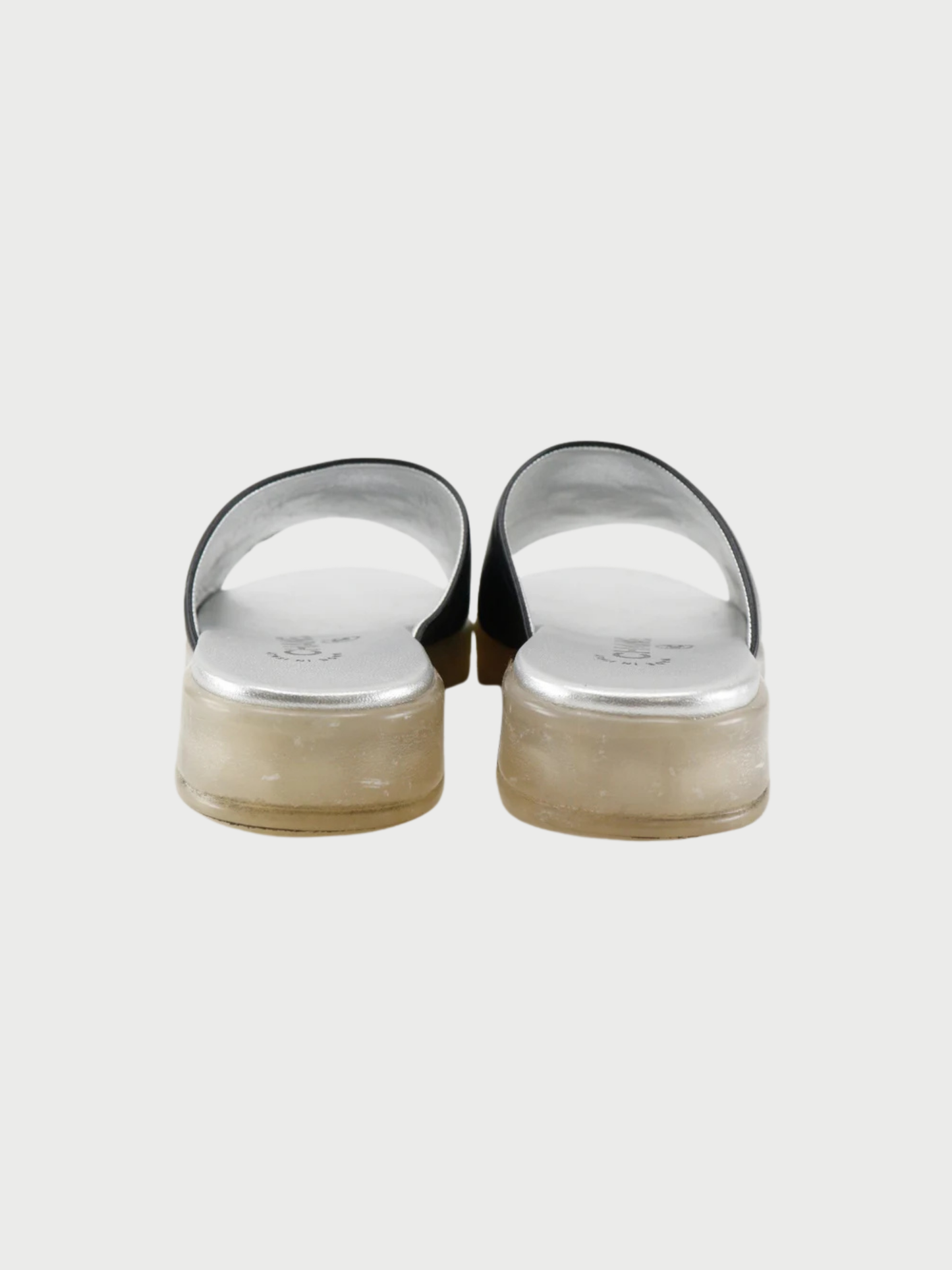 Chanel 2005 Coco Mark Black Strap Sandal Flats