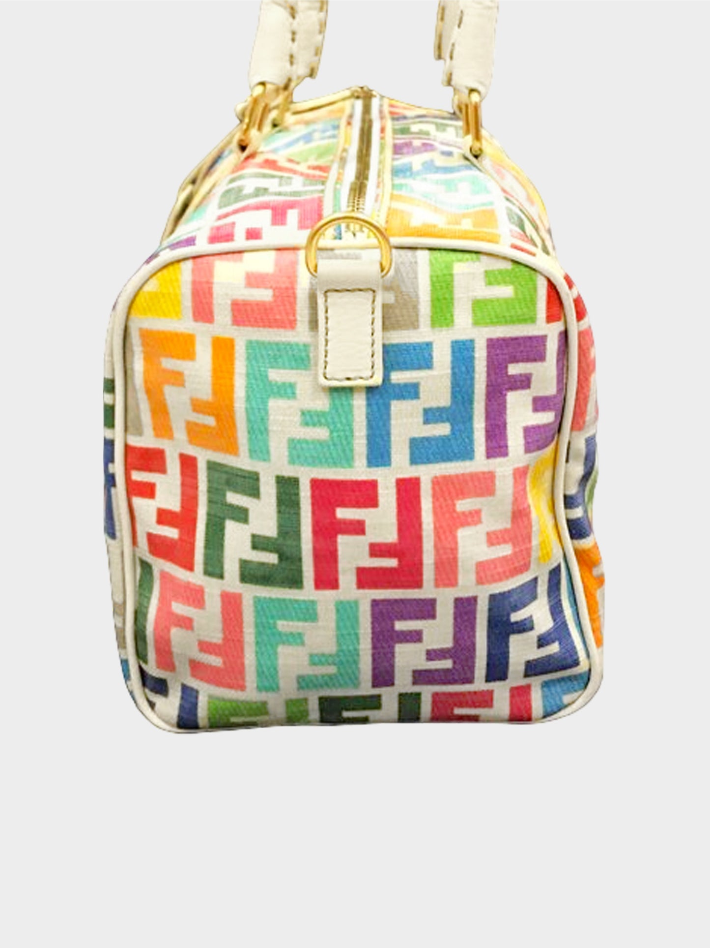 Fendi Selleria 2000s Rainbow Zucca Boston Bag