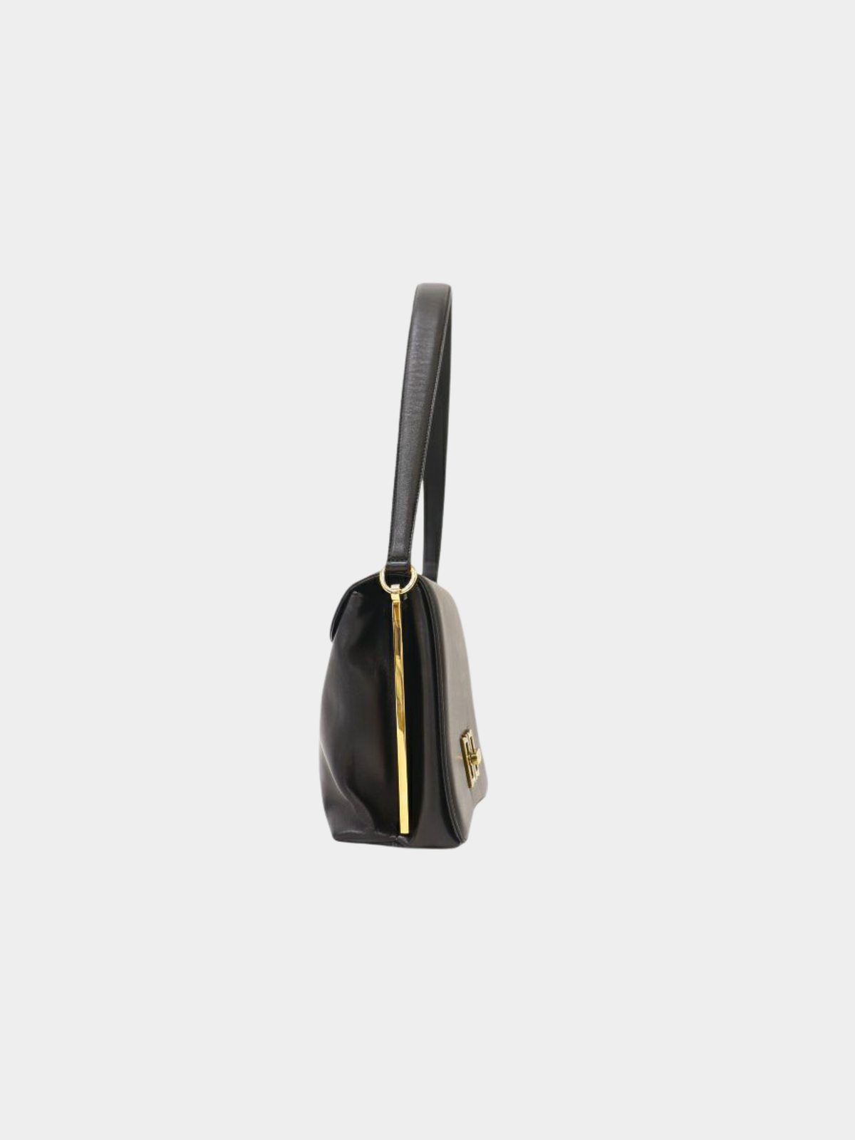 Salvatore Ferragamo 2000s Black Leather Logo Hardware One-Shoulder Bag