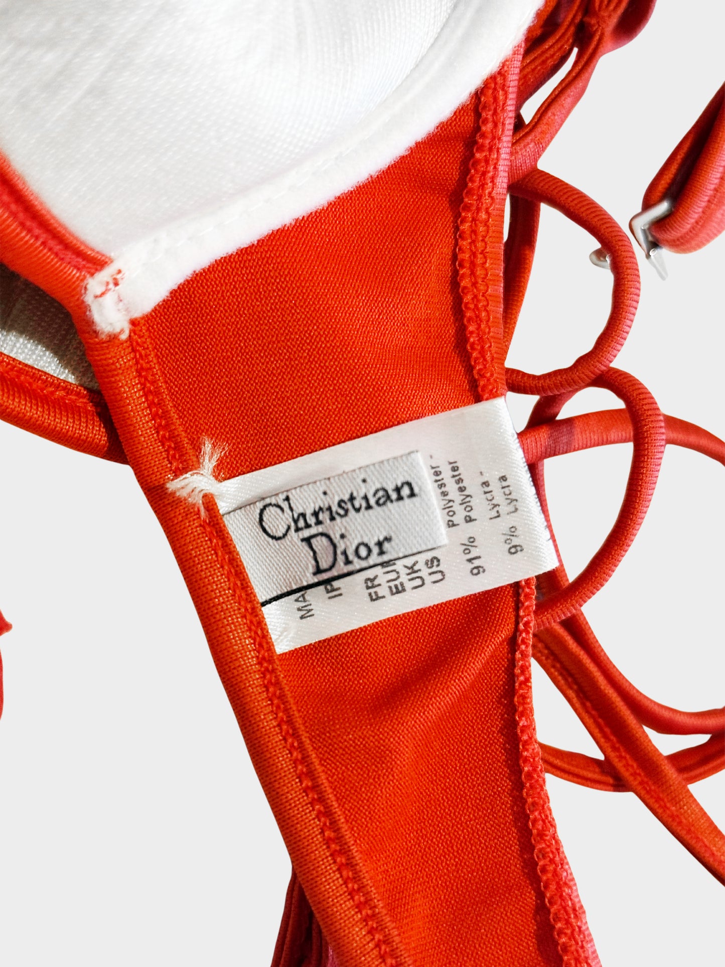Christian Dior by John Galliano 2000s Red Polyester Drawstring Style Two-Piece Swimsuit