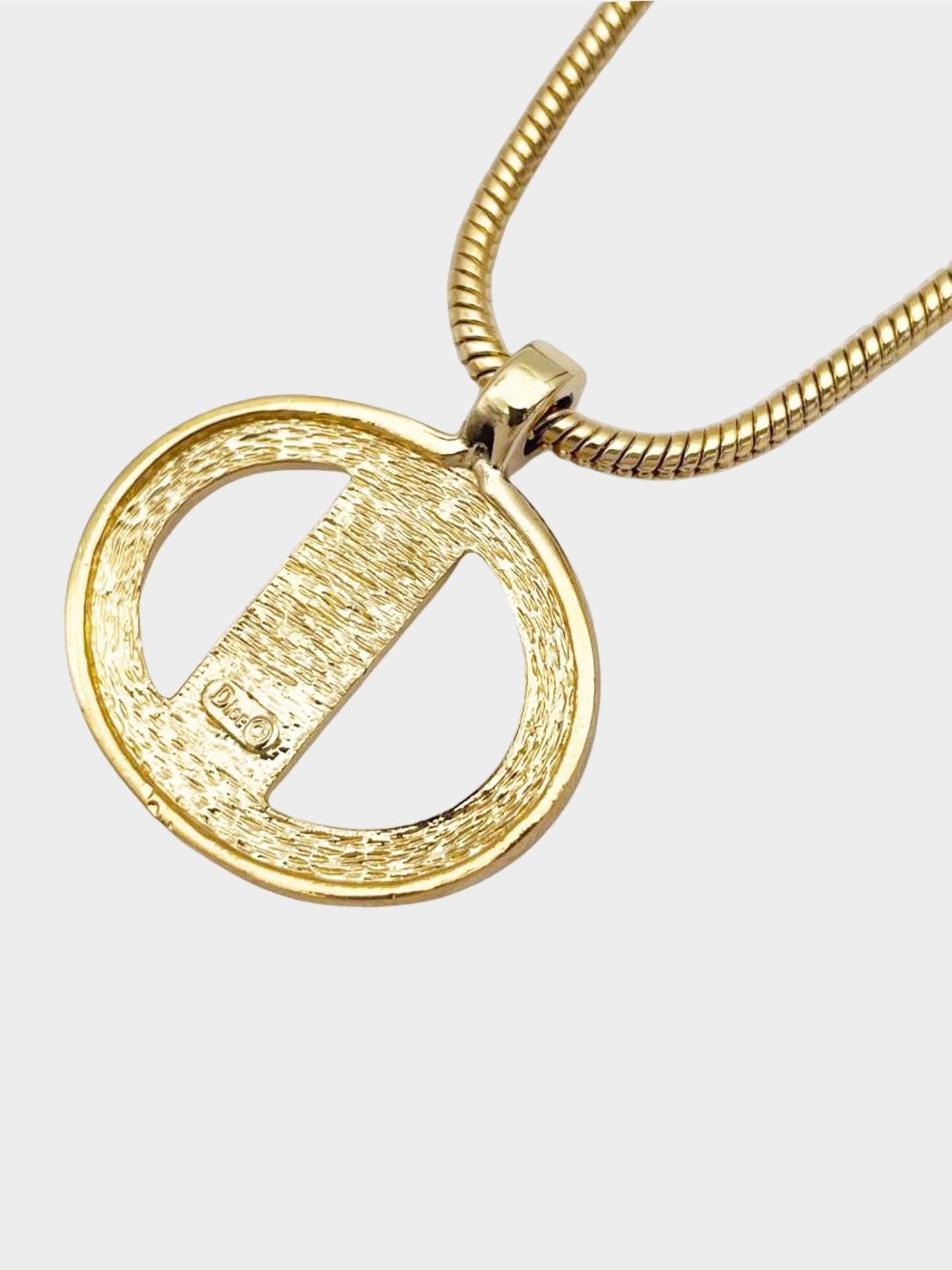 Christian Dior 1990s Gold CD Round Pendant Necklace