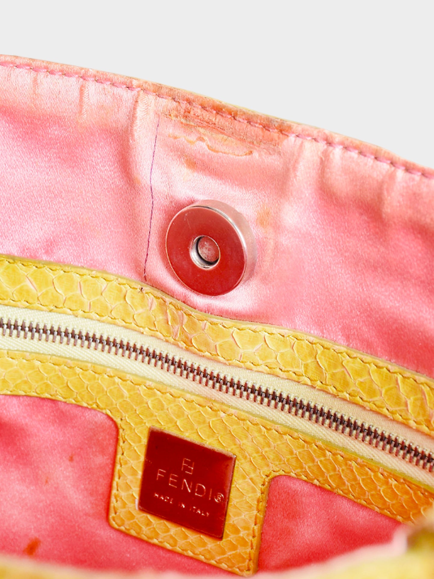 Fendi 1990s Orange Perforated Patent Leather Beach Tote