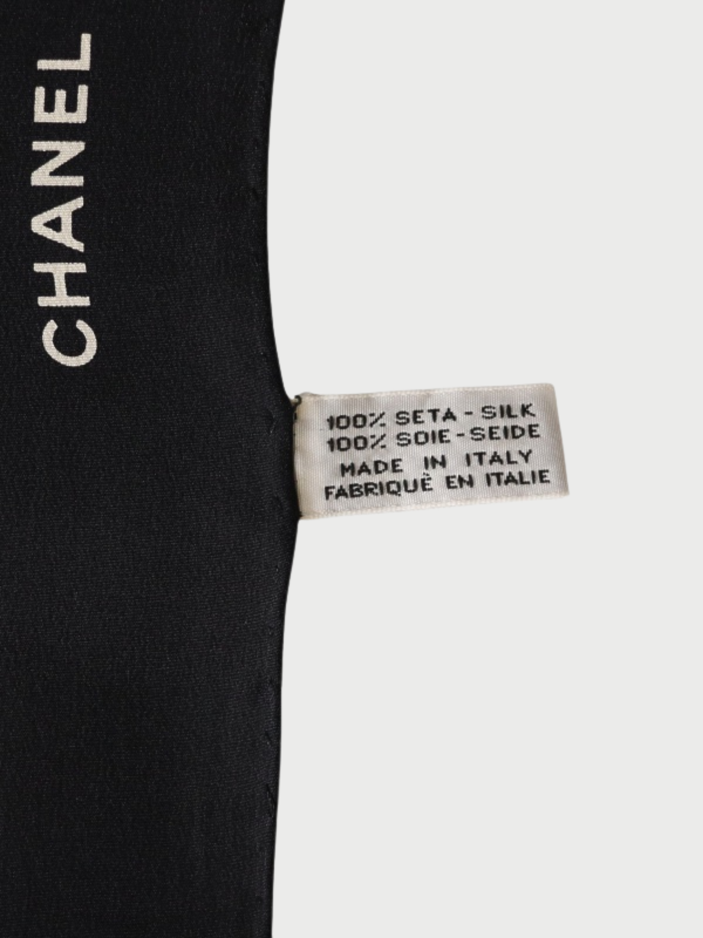 Chanel 2000s Black White Silk COCO Scarf