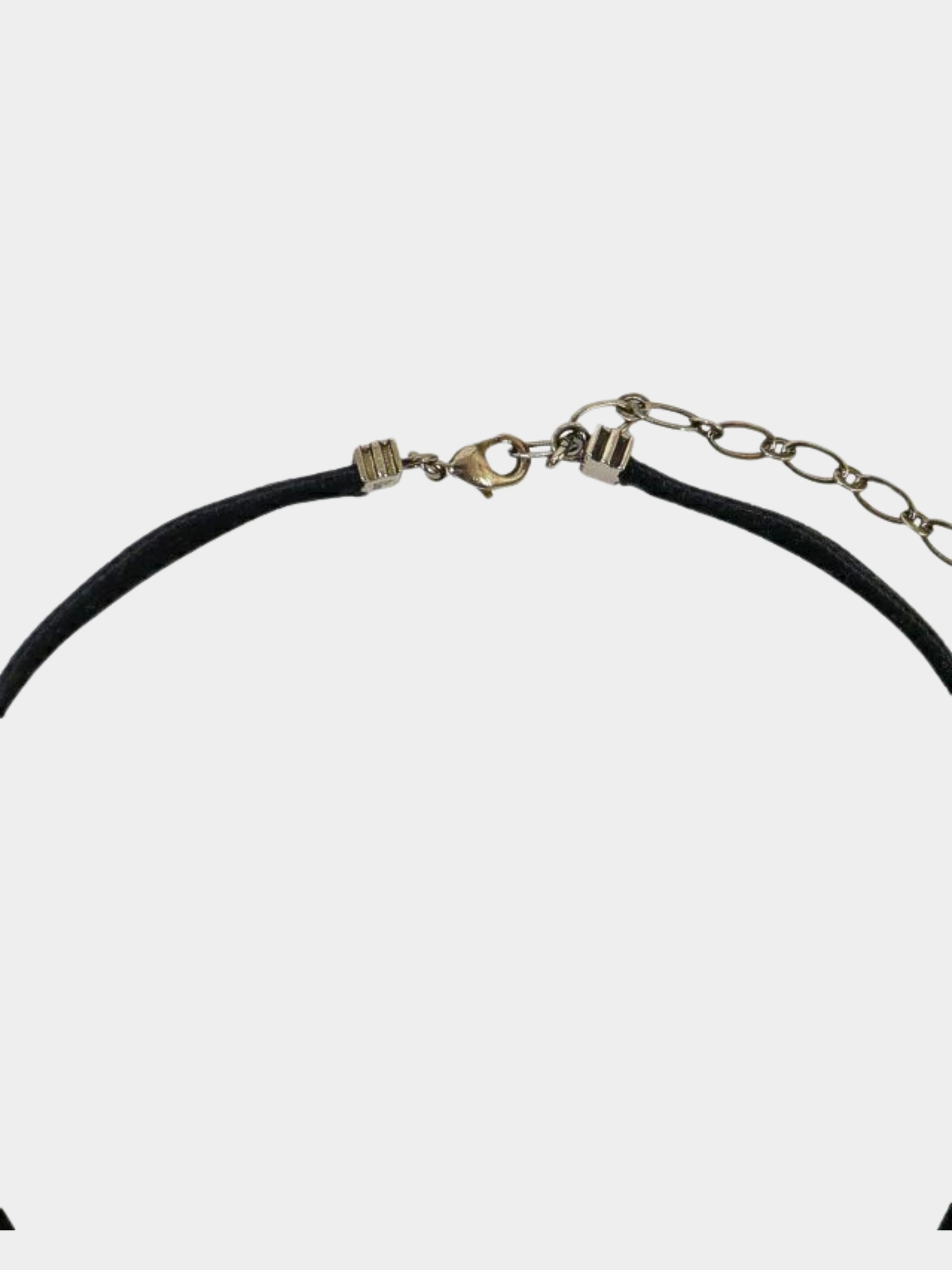Christian Dior 2000s Black and Silver Velour Logo Rhinestone Choker