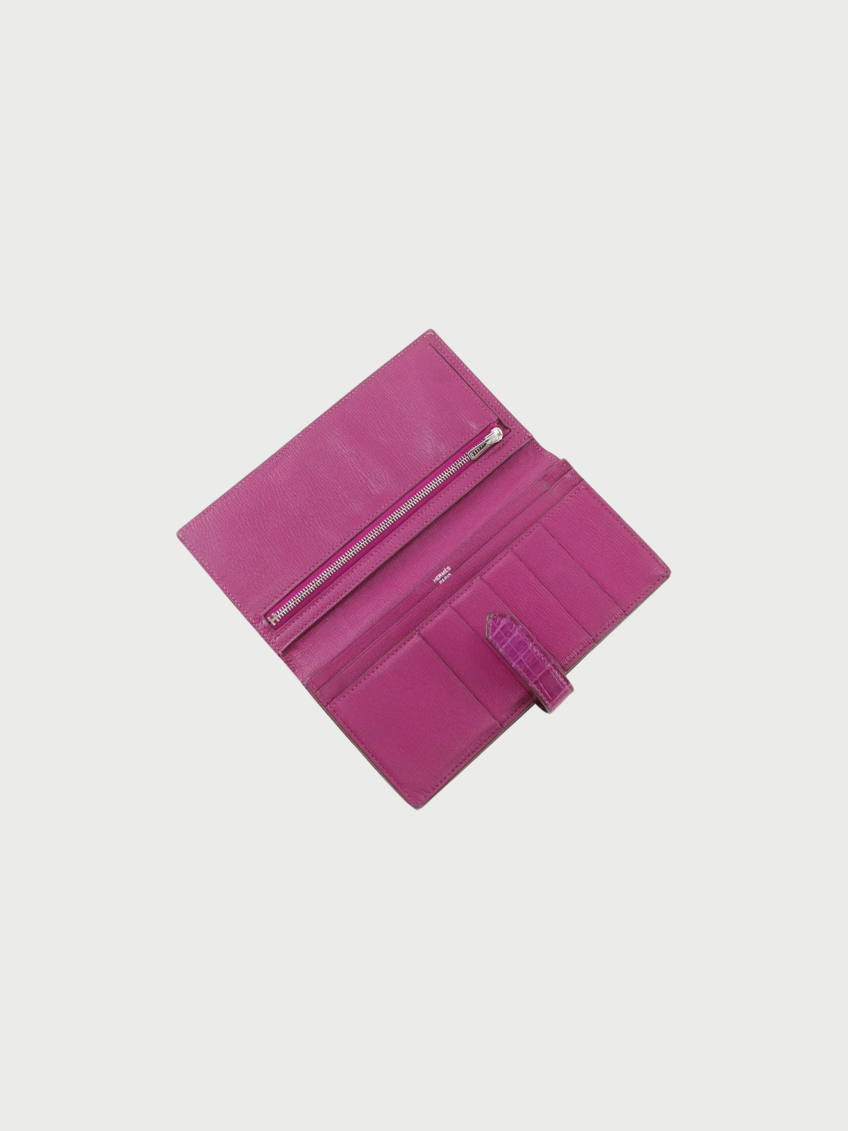 Hermès 2020 Rose Shéhérazade Alligator Béarn Soufflet Long Wallet