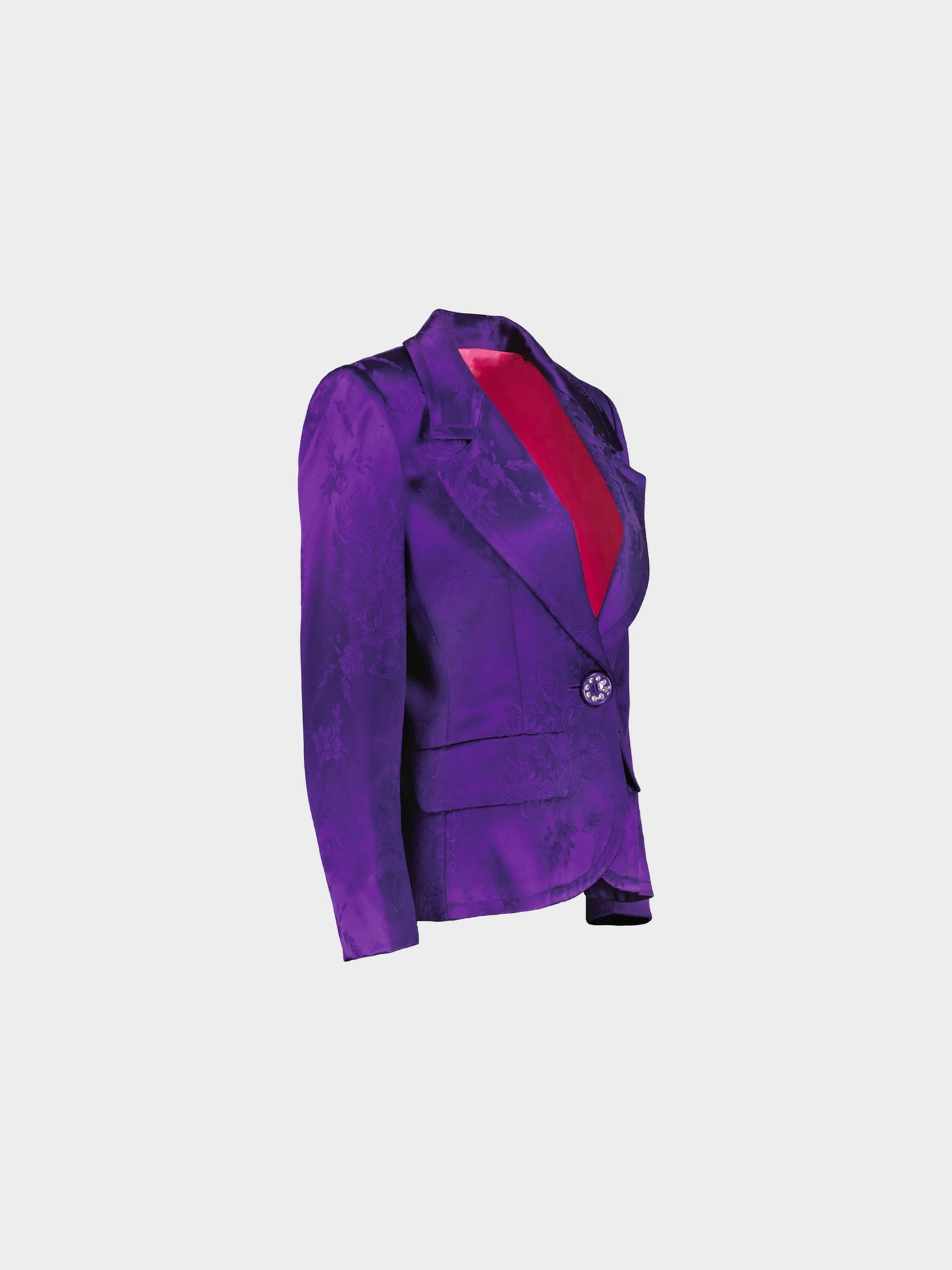 Yves Saint Laurent 1988 Purple Satin Damask Blazer