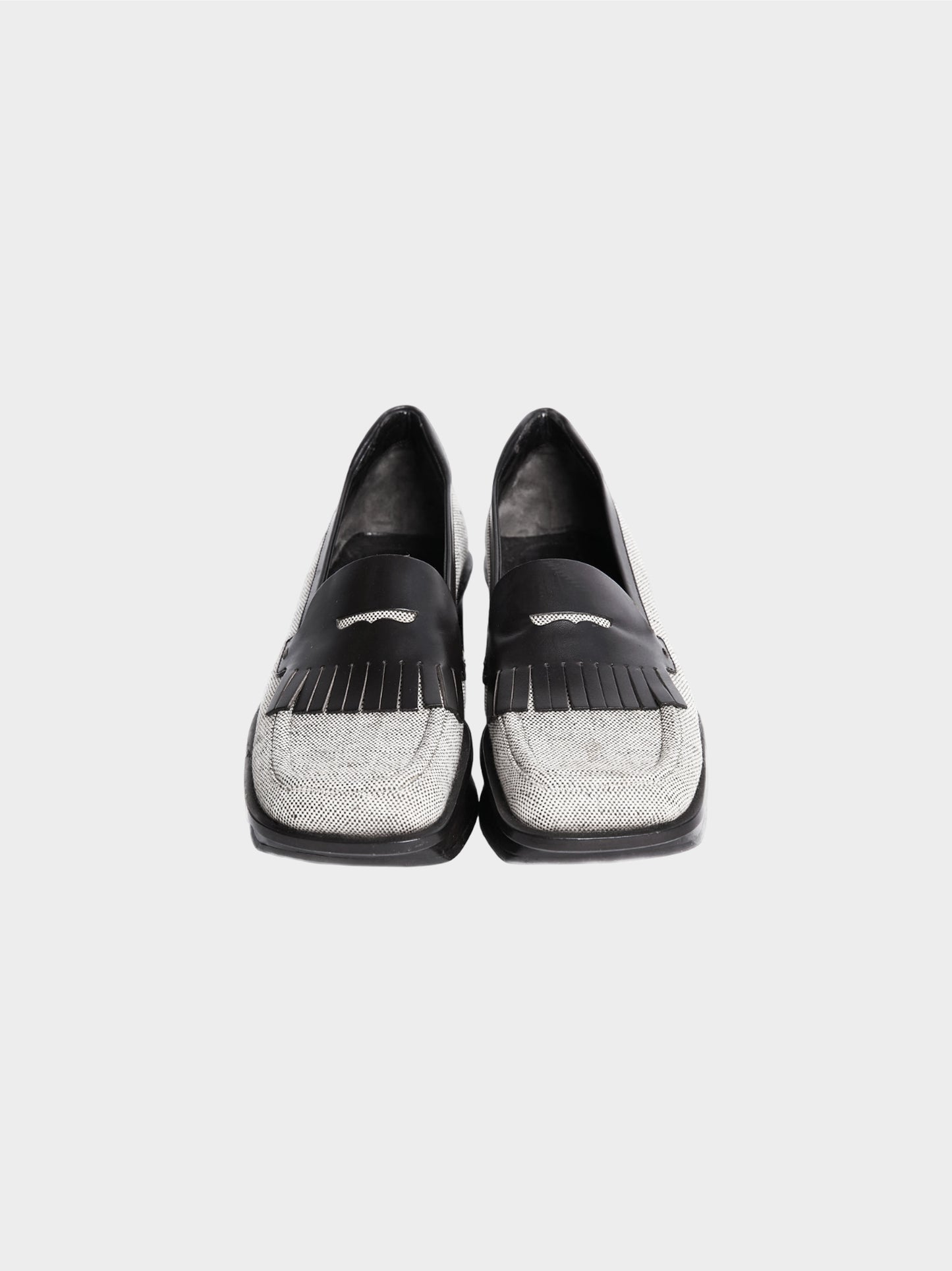Prada SS 1999 Black and Grey Platform Loafers