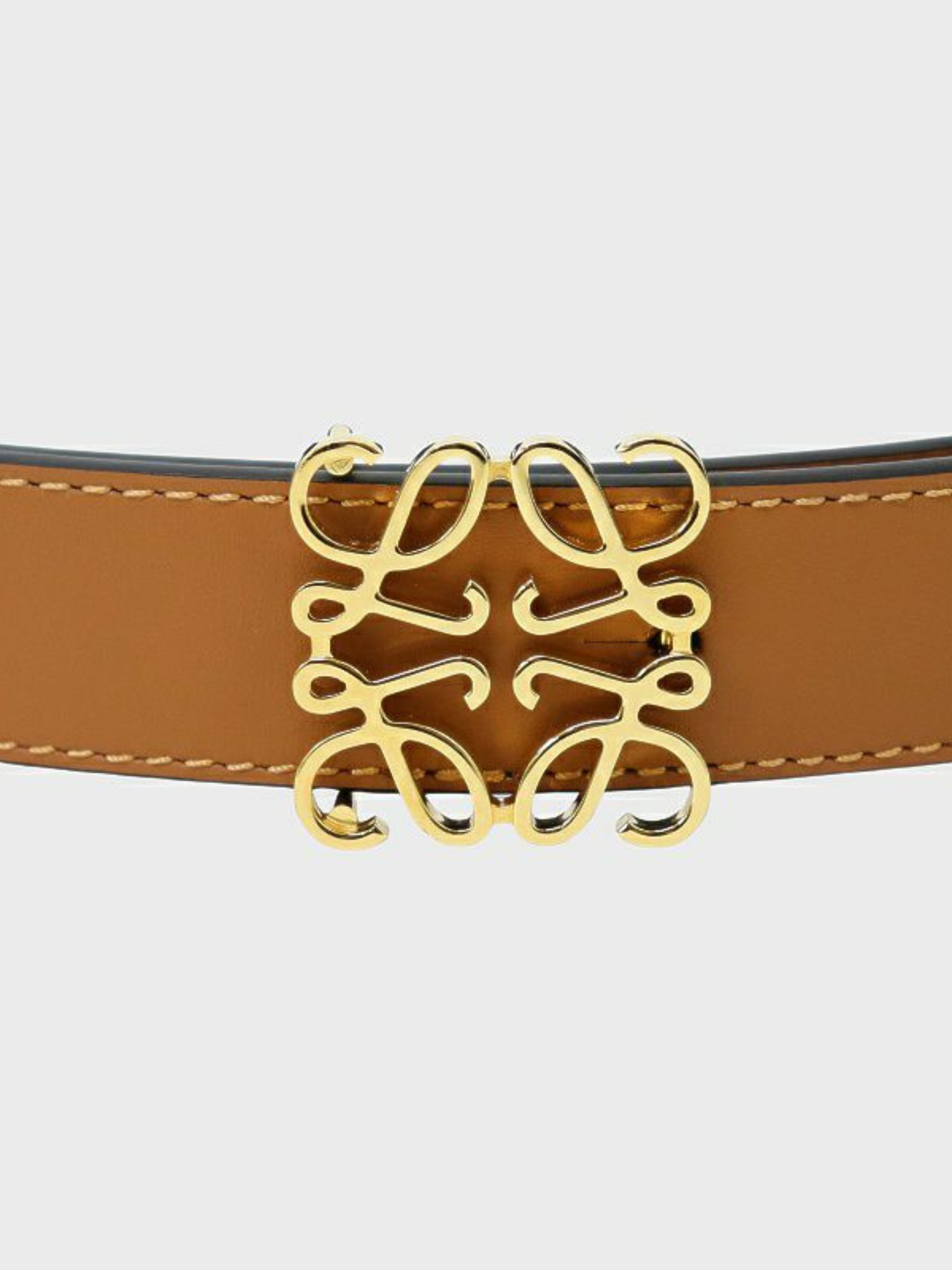 Loewe 2000s Gold Brown Leather Anagram Belt