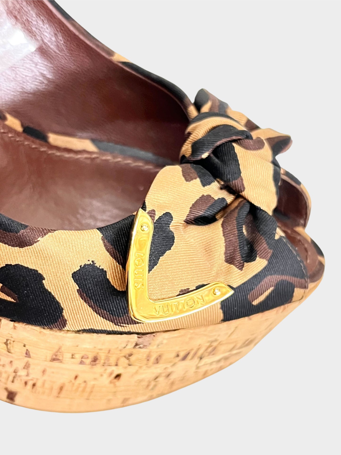 Louis Vuitton 2012 Leopard Cork Wedge Heels