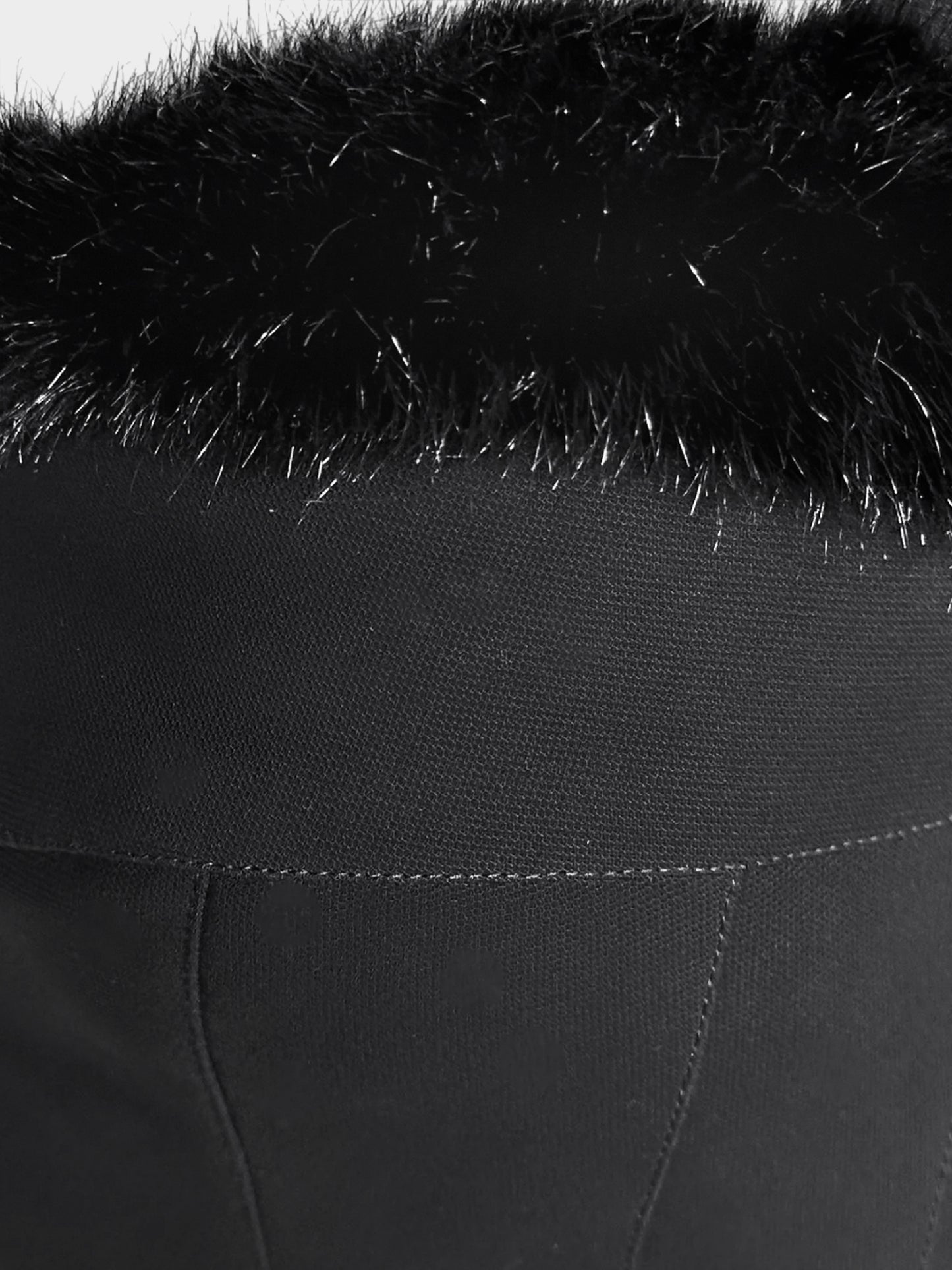 Thierry Mugler 1998 Black Fitted Fur-trimmed Dress