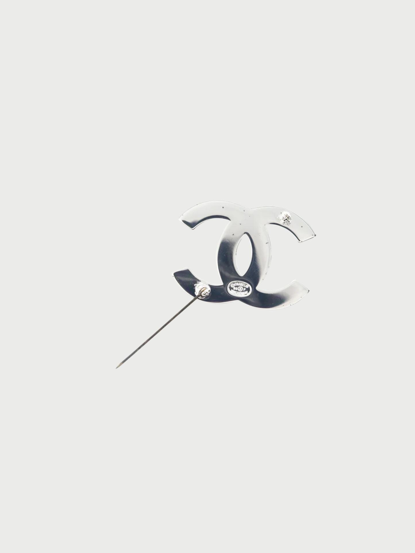 Chanel Spring 1998 Silver Metal Coco Mark Logo Brooch