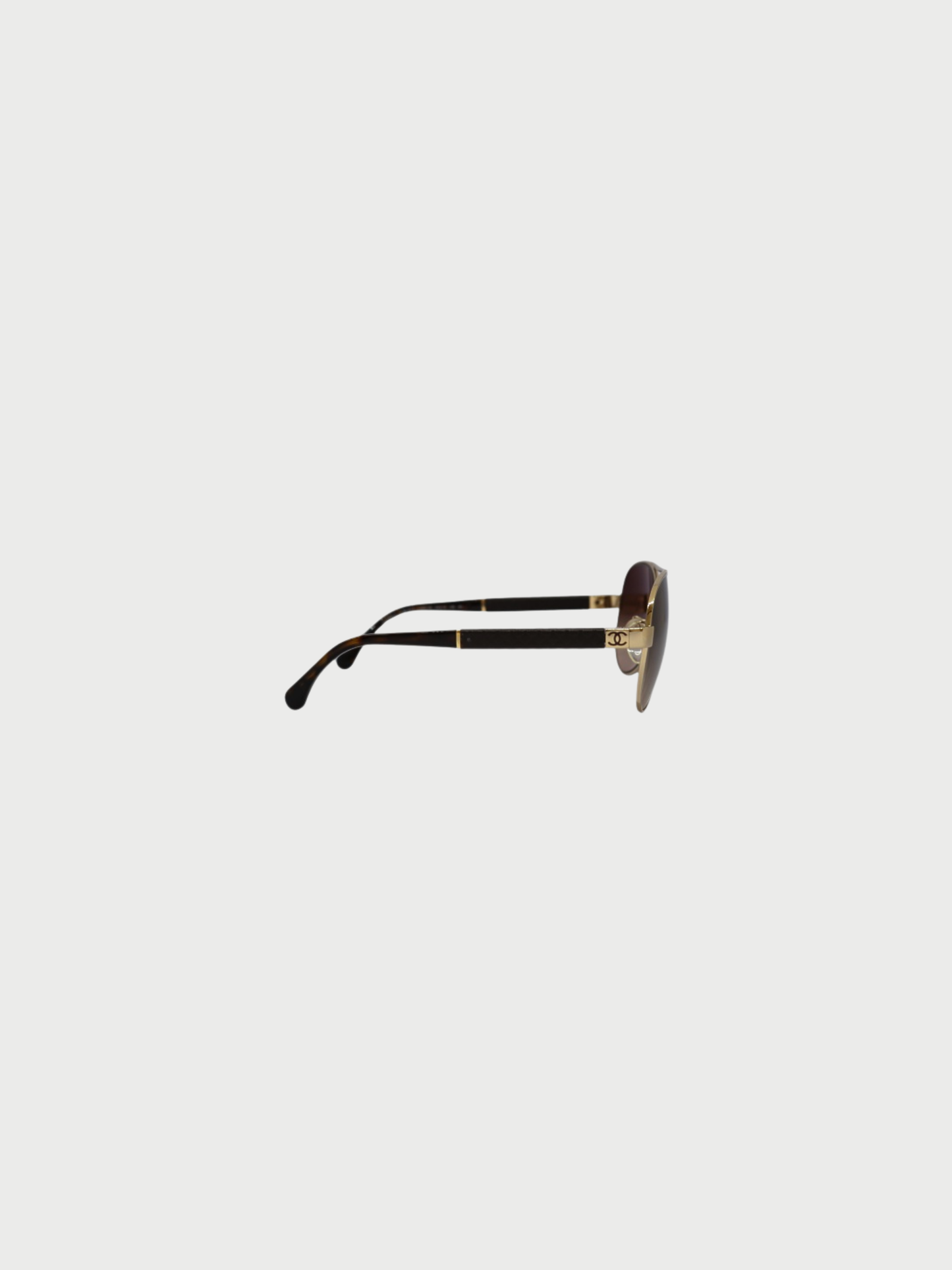 Chanel 2000s Gold Brown Teardrop Sunglasses