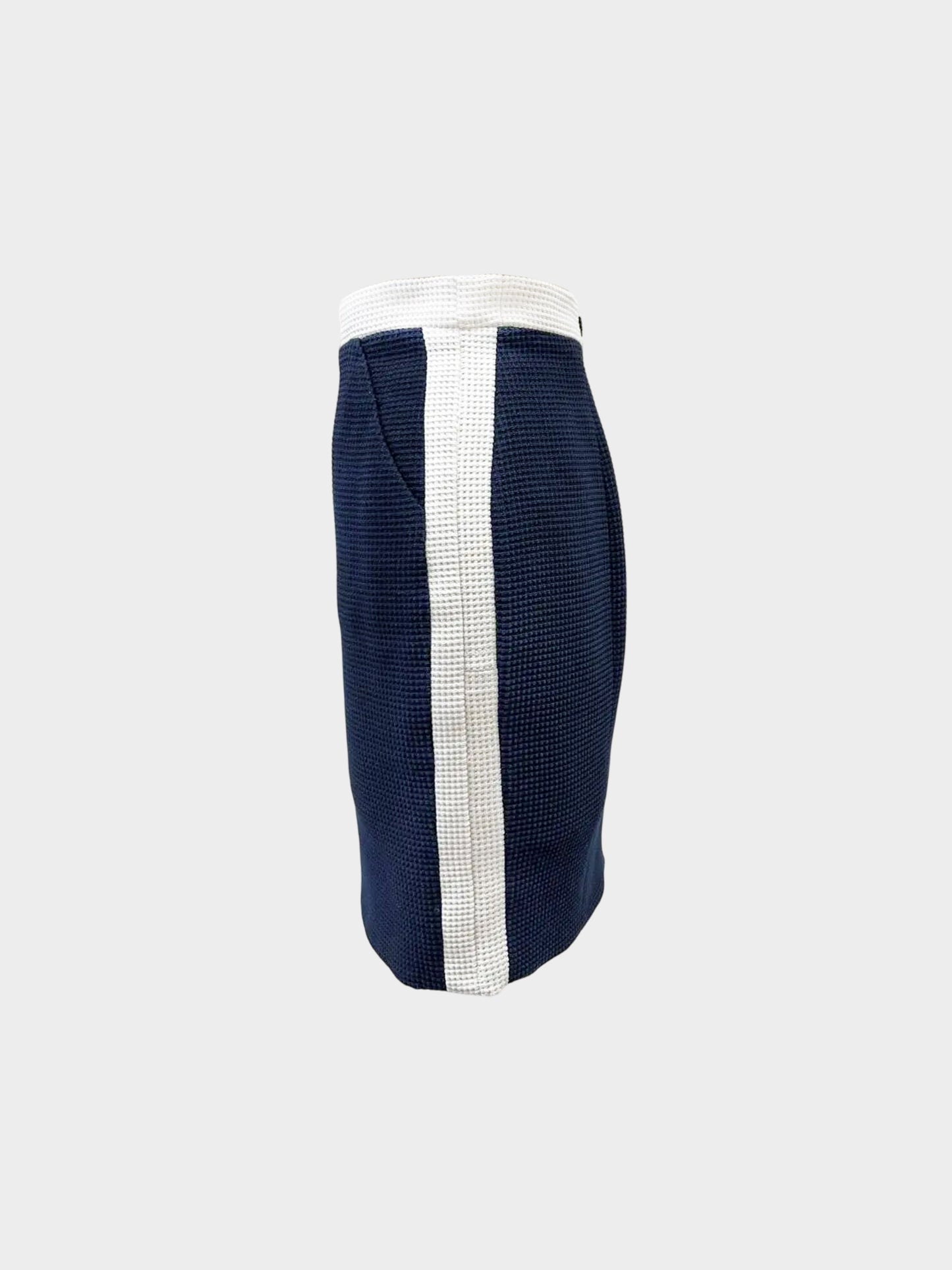 Chanel Resort 2012 Navy and White Waffle Knit Jacket and Skirt Set