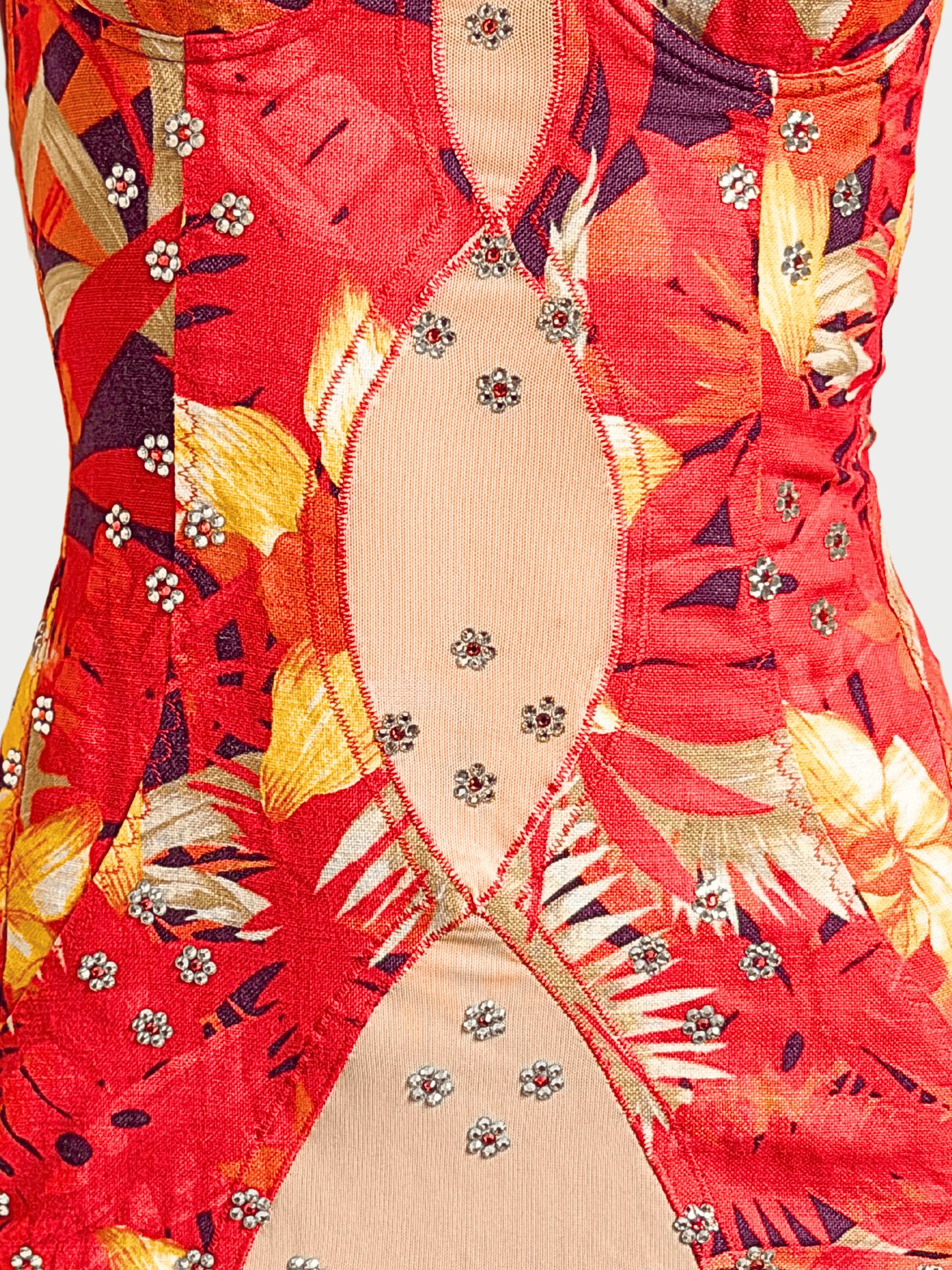 Dolce and Gabbana 2000s Red Graphic Printed Bodycon Dress