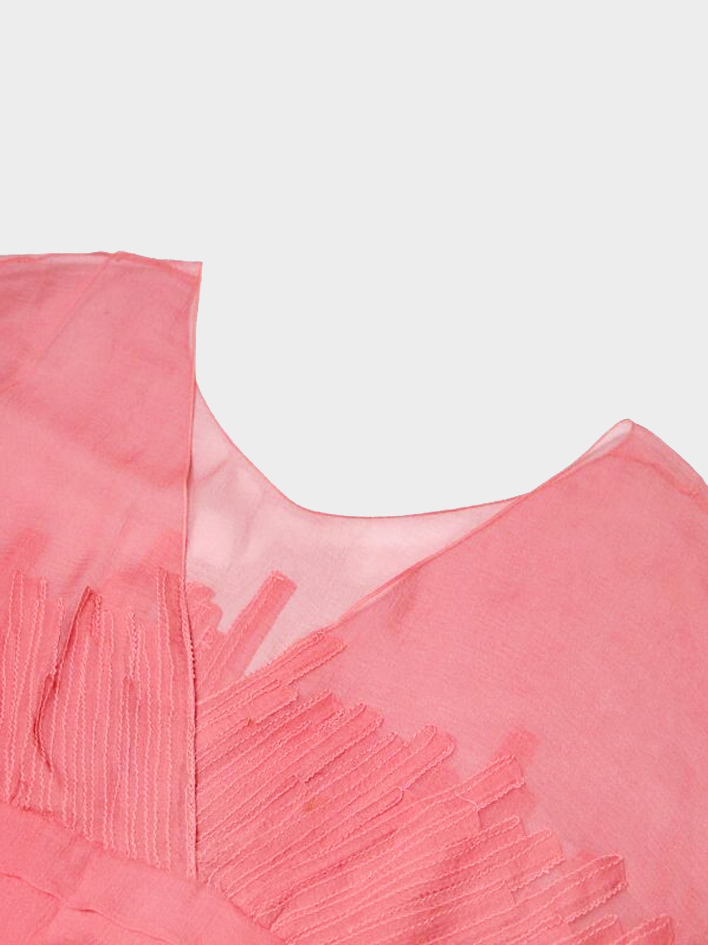 Christian Dior 1990s Pink Chiffon Pleated Sheer Blouse
