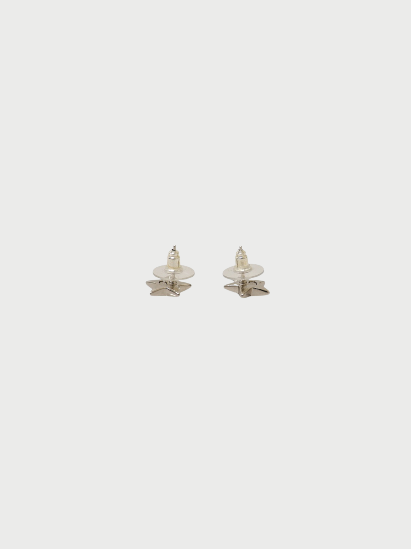 Chanel 2000s Silver Plated Metal COCO Star Earrings
