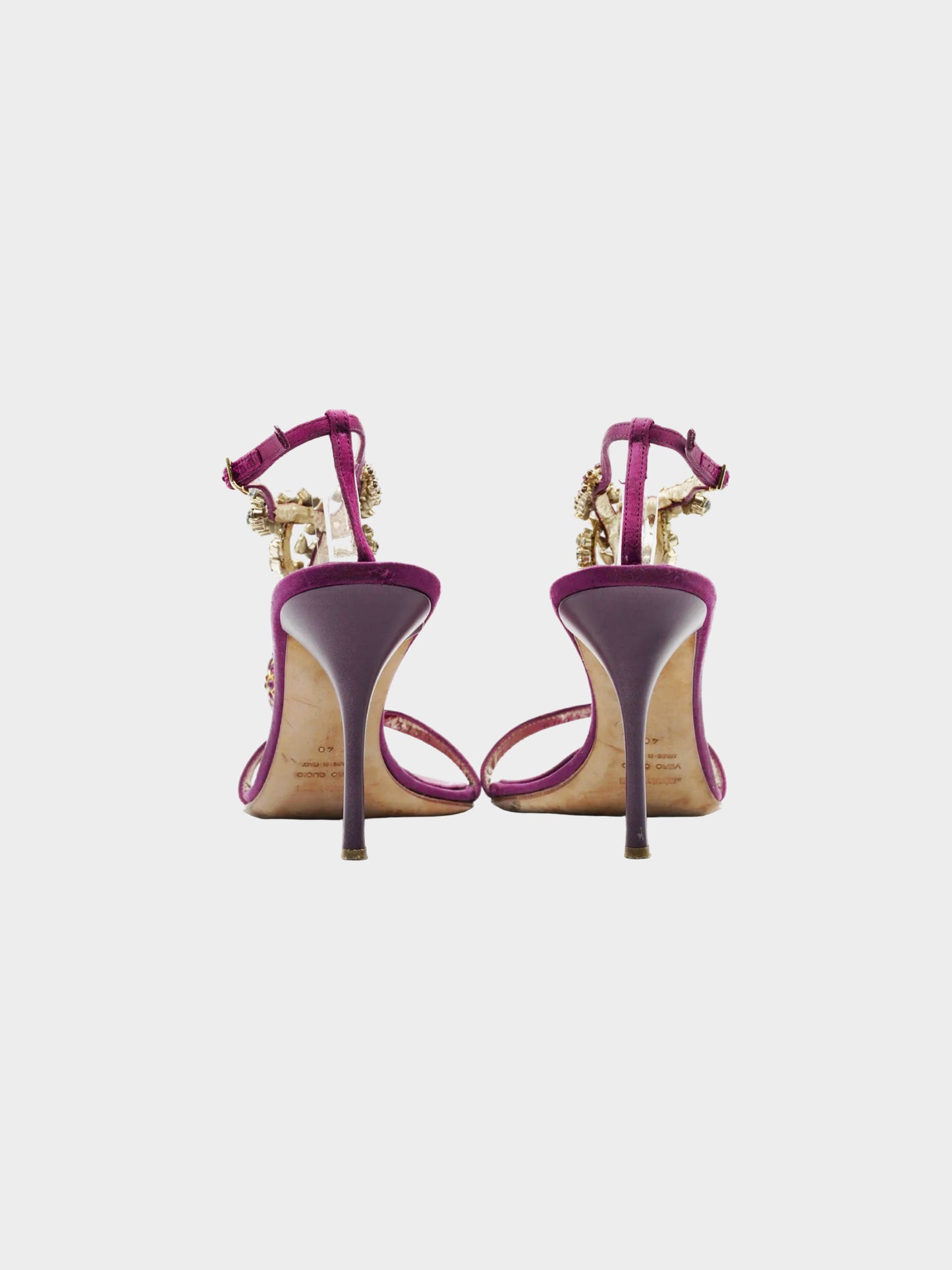 Roberto Cavalli 2000s Purple Satin Strappy Heels