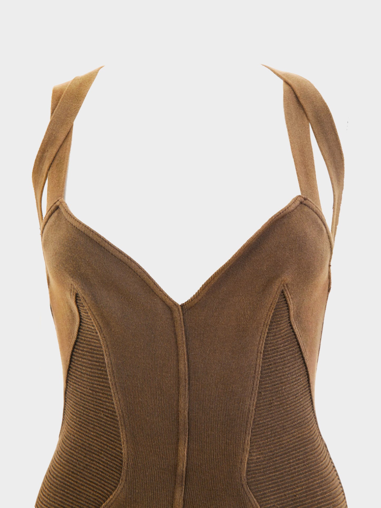 Azzedine Alaïa SS 1990 Brown Cotton Stretch Mini Dress