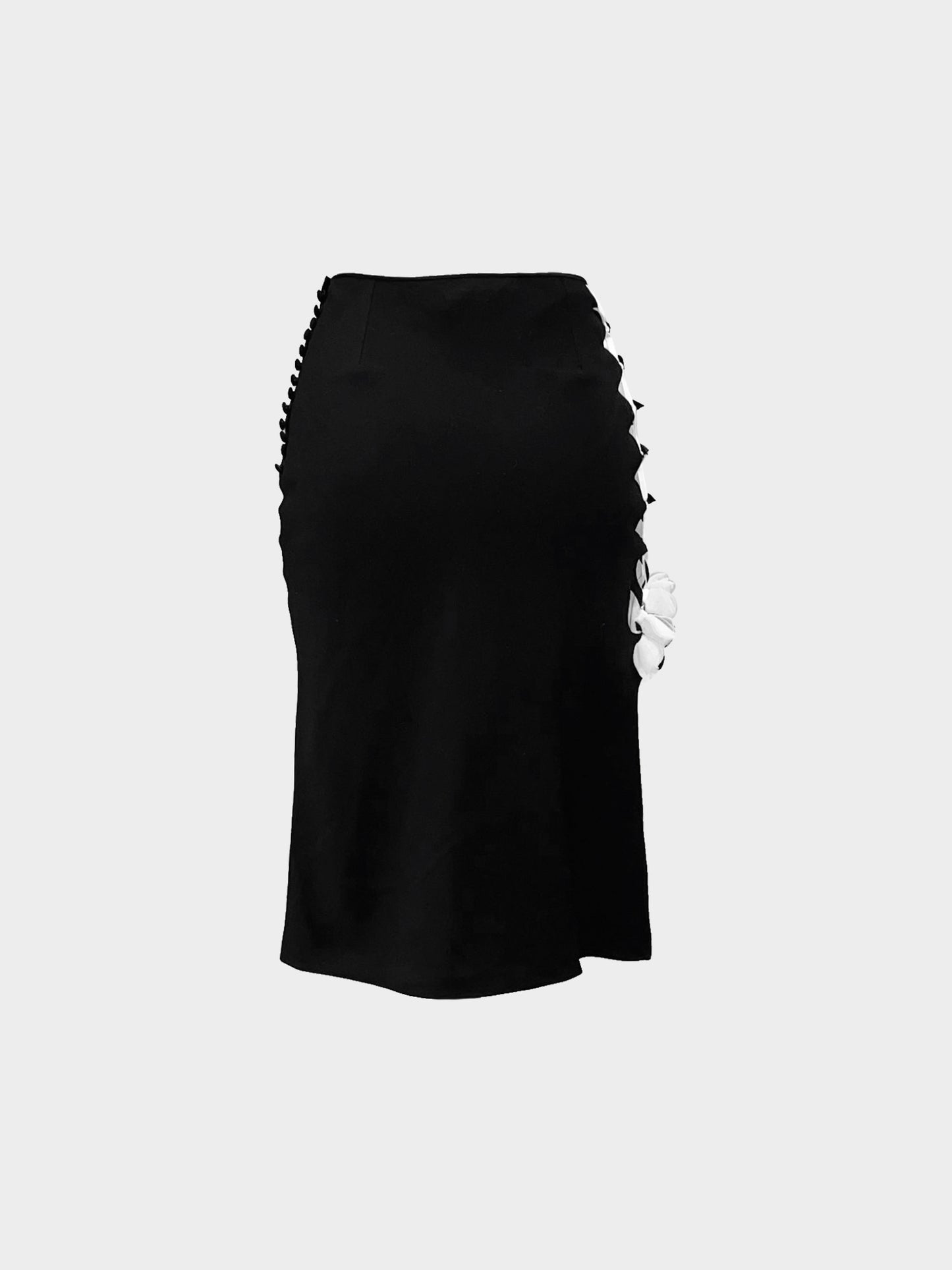 John Galliano 1996 Black and White Ribbon Pencil Skirt