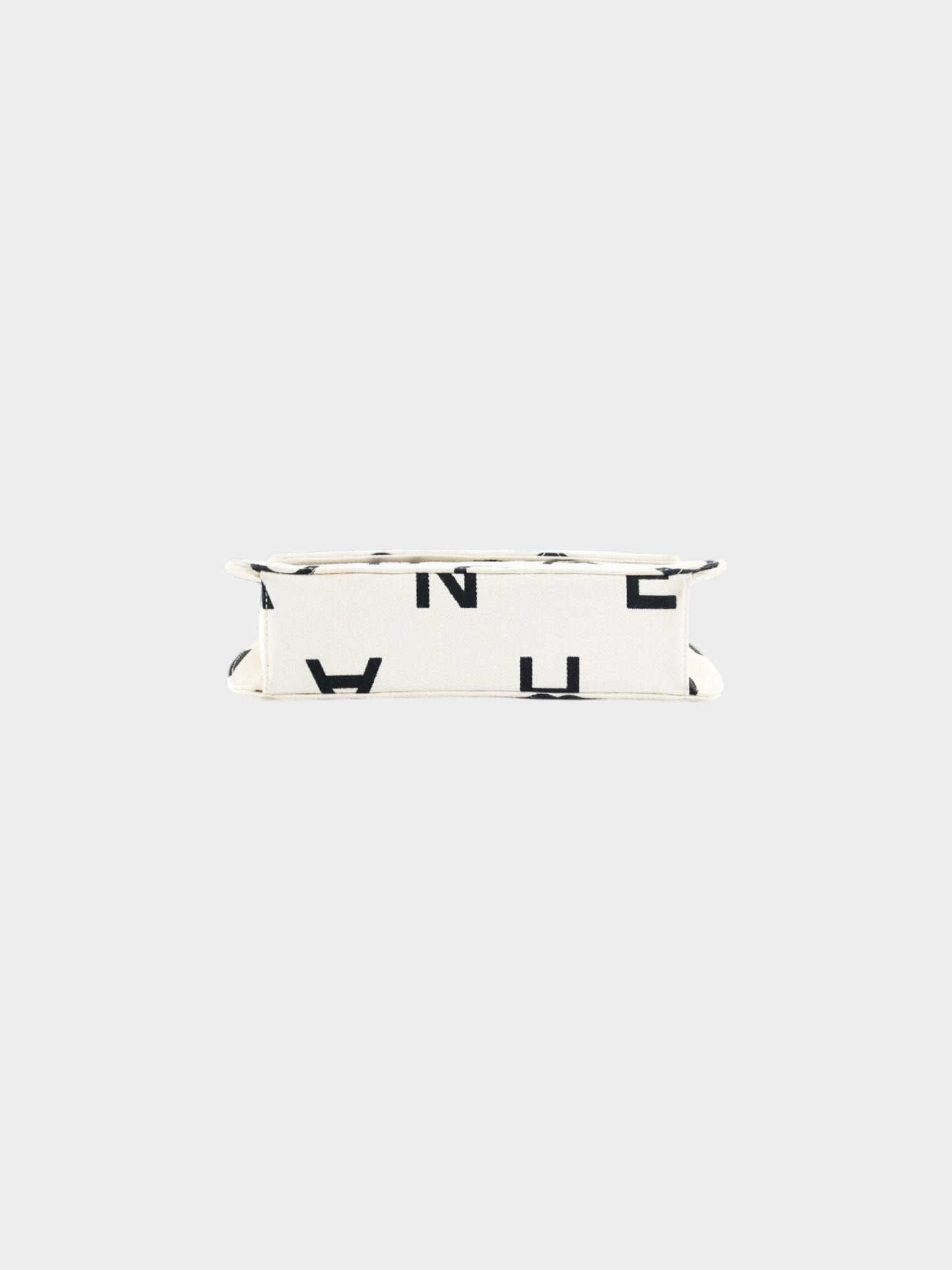 Chanel 1996-1997 White and Black Logo Print Quilted Canvas Flap Bag