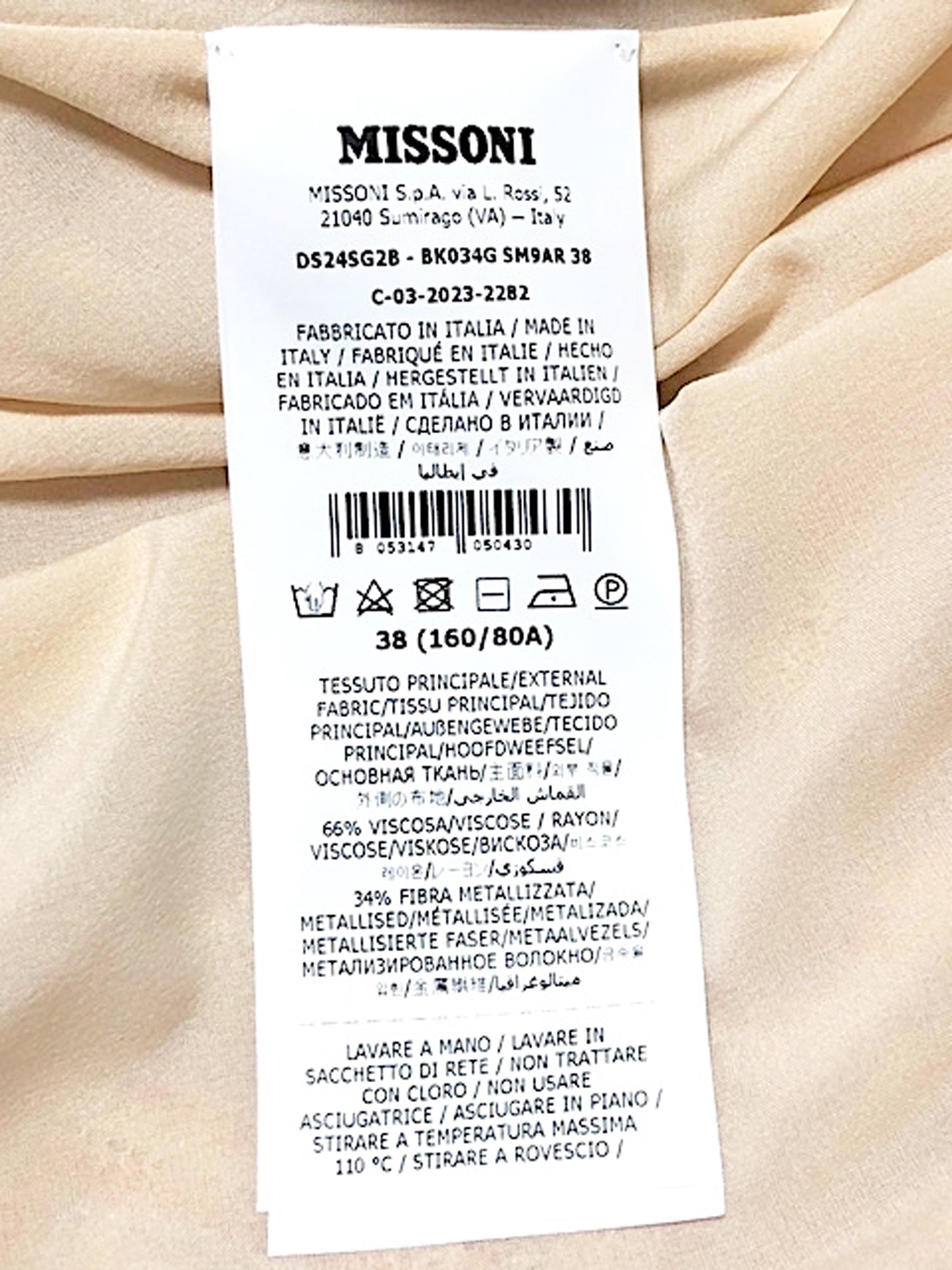 Missoni 2023 Silver and Light Pink Zigzag Print Maxi Dress