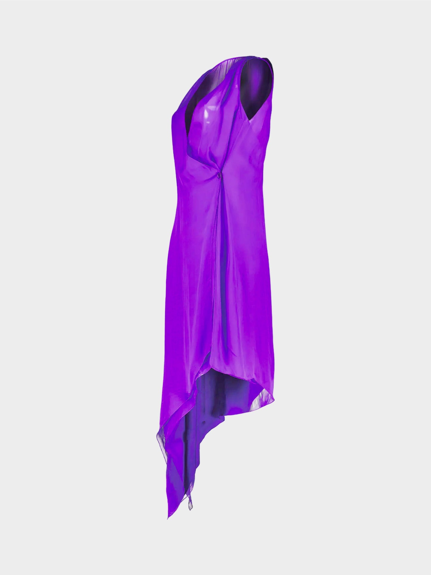 Chanel by Karl Lagerfeld Cruise 2003 Purple Asymmetrical Chiffon Wrap Dress