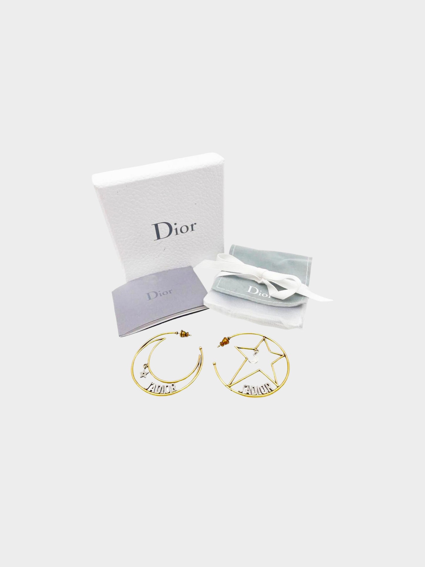 Christian Dior 2010s Moon and Star J'Adior Asymmetrical Hoop Earrings