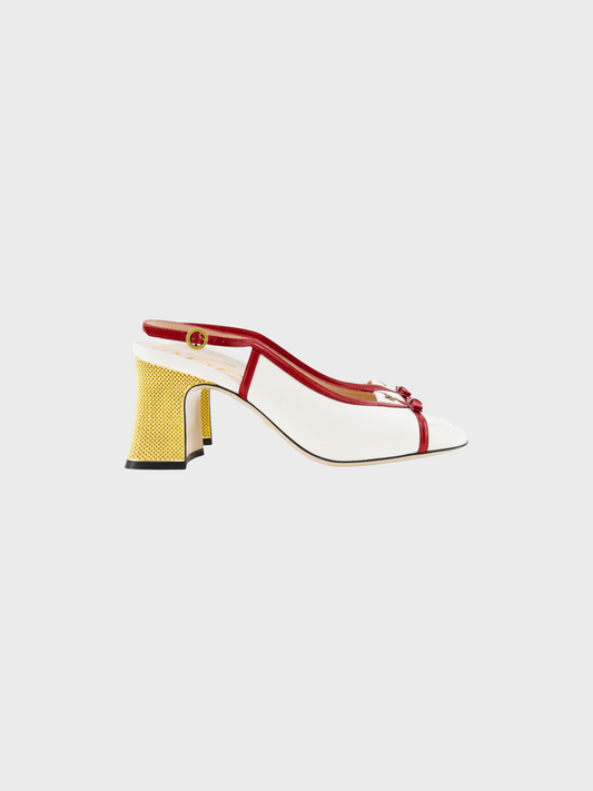 Gucci 2010s White Ribbon GG Heel Sandals