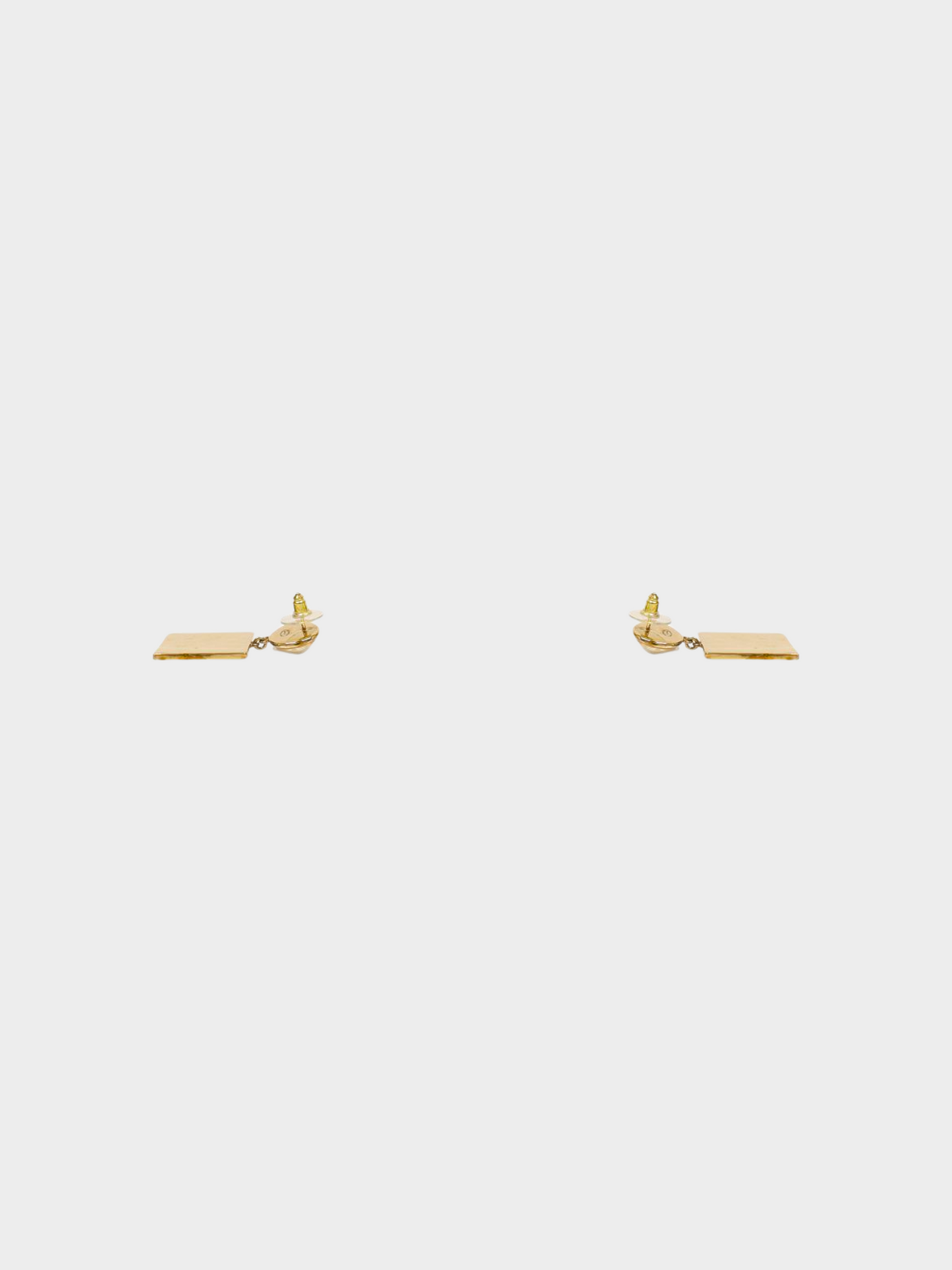 Chanel 2000s Gold CC Pearl Hanging Stud Earrings