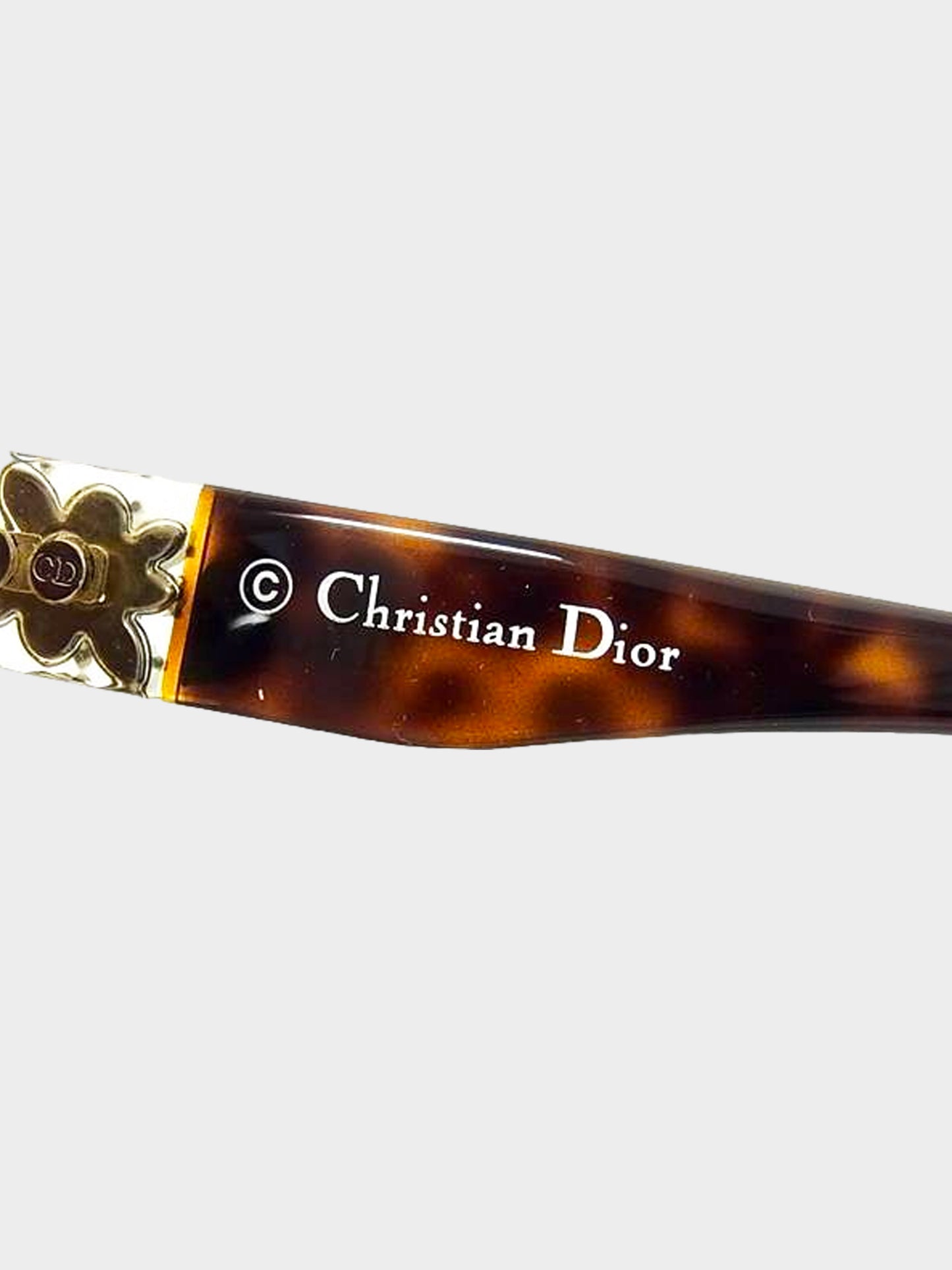 Christian Dior 2010s Brown Tortoise Rhinestone Embellished Sunglasses