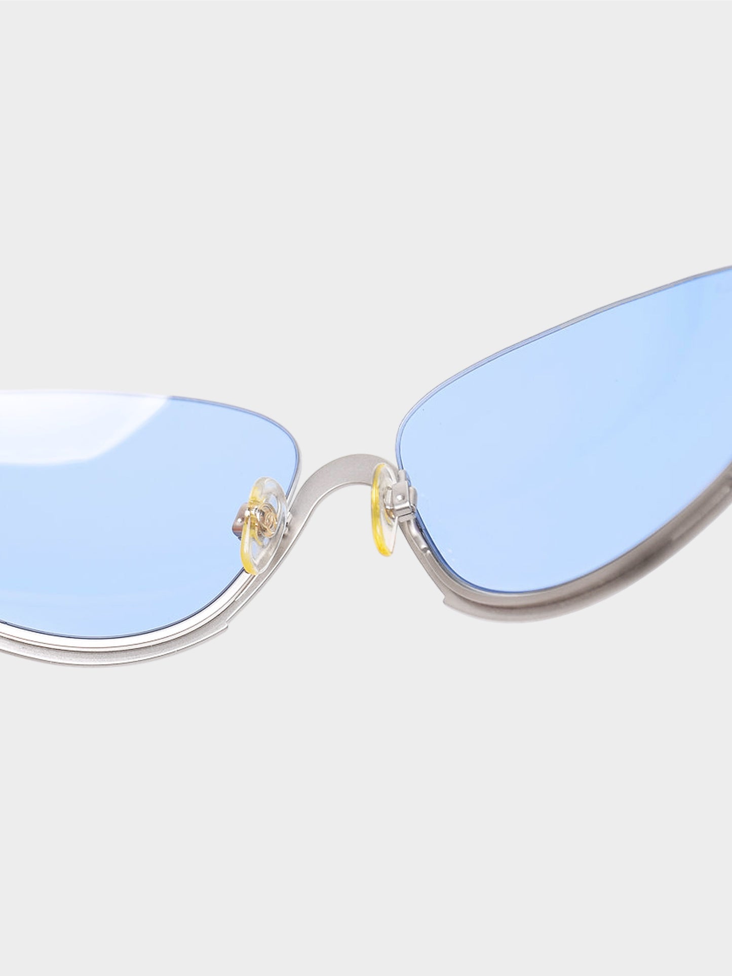 Chanel 2000s Rare Silver Lower Frame Sunglasses