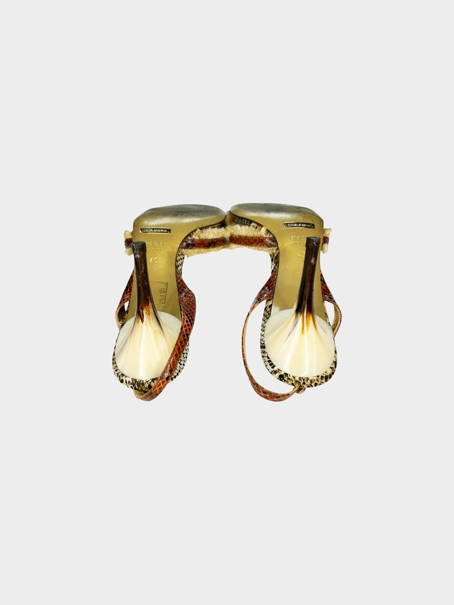 Dolce and Gabbana SS 2005 Python Leather with Faux Fur Heeled Sandals