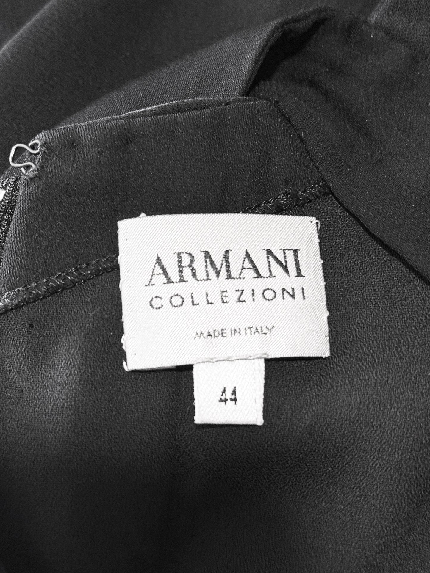 Armani Collezioni 1990s Black Silk Rhinestone-studded Top