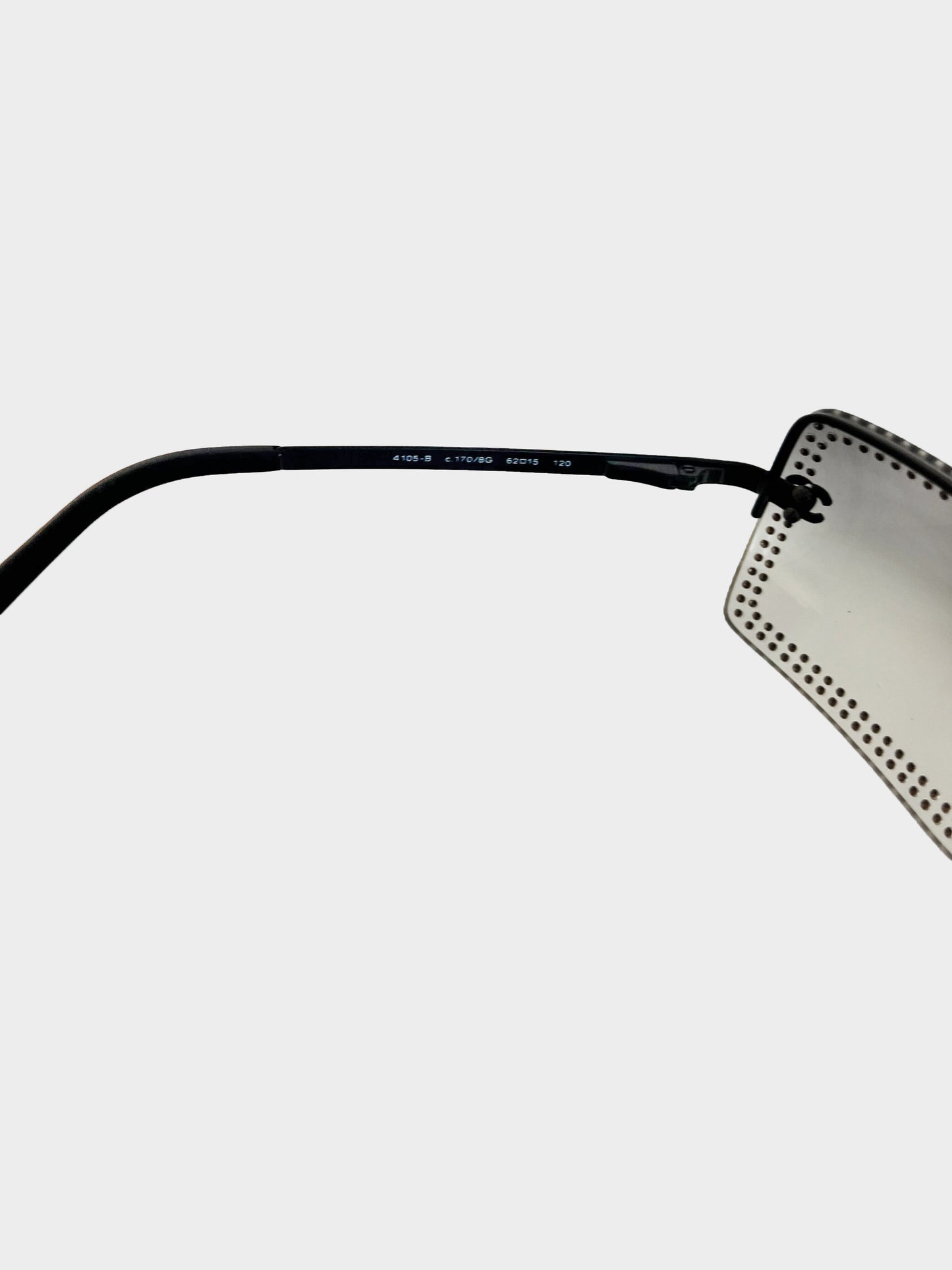 Chanel 2000s Gunmetal Rhinestone Studded Sunglasses