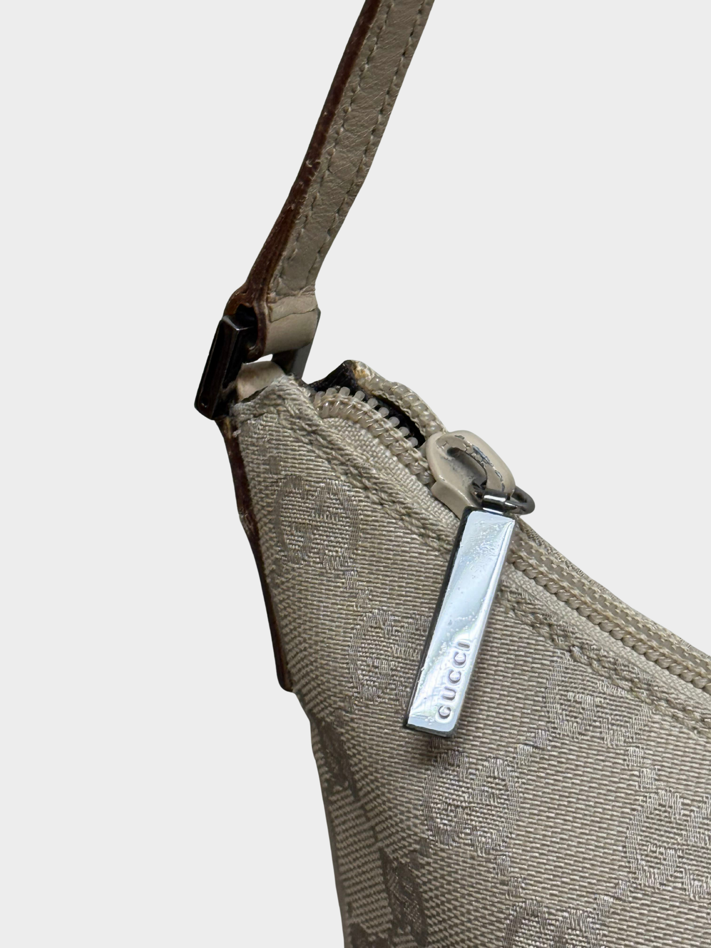 Gucci 2000s Beige GG Canvas Boat Pochette