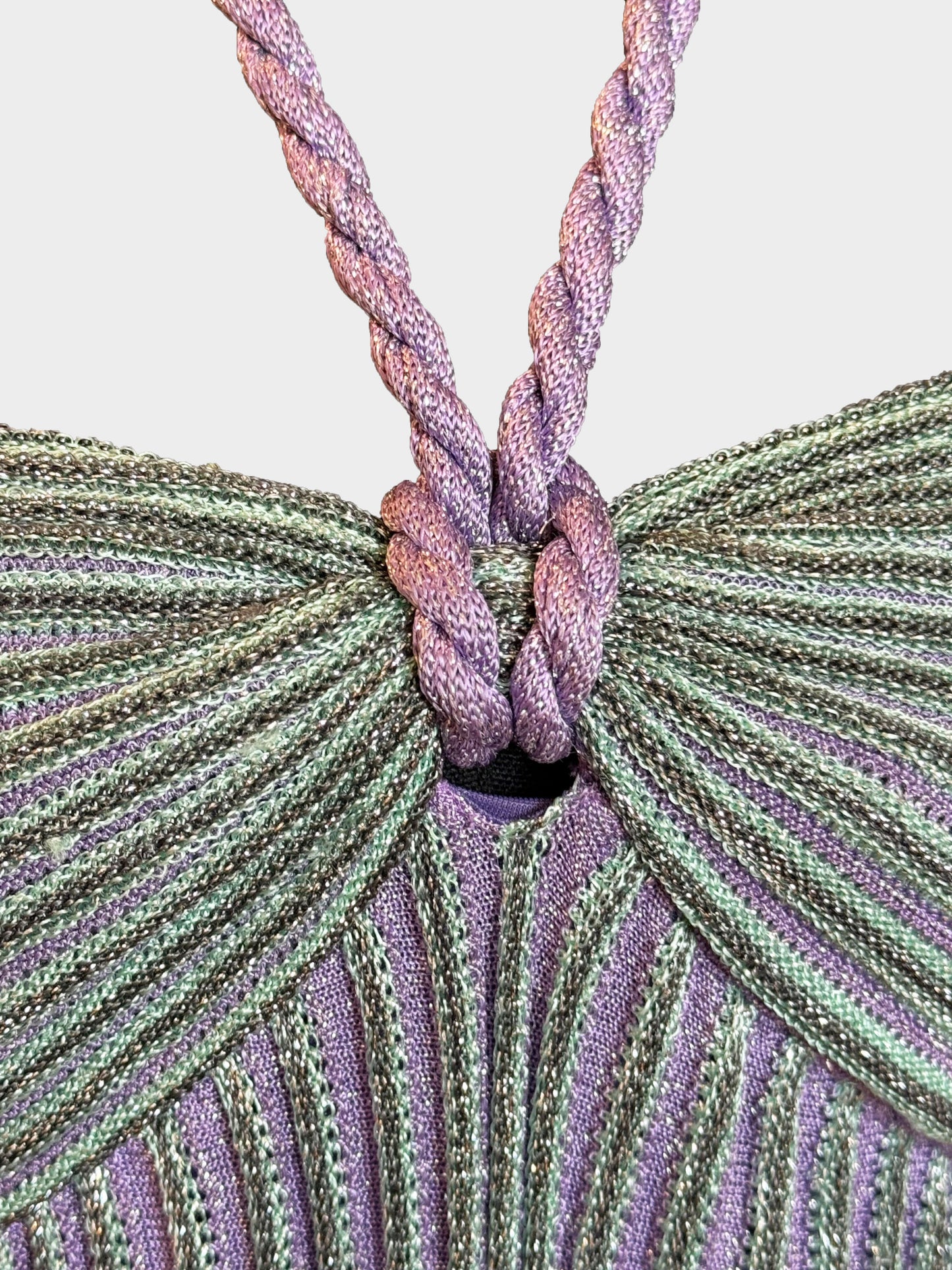 Missoni 2000s Purple and Green Knitted Long Halter Dress