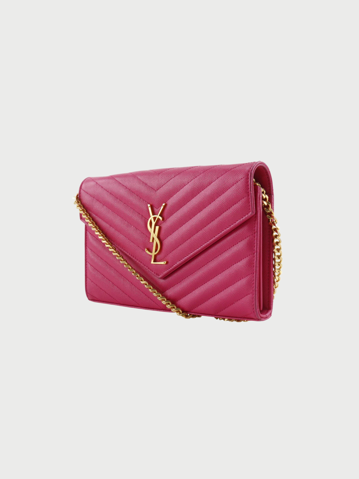 Yves Saint Laurent 2010s Pink Quilted Leather Chain Wallet