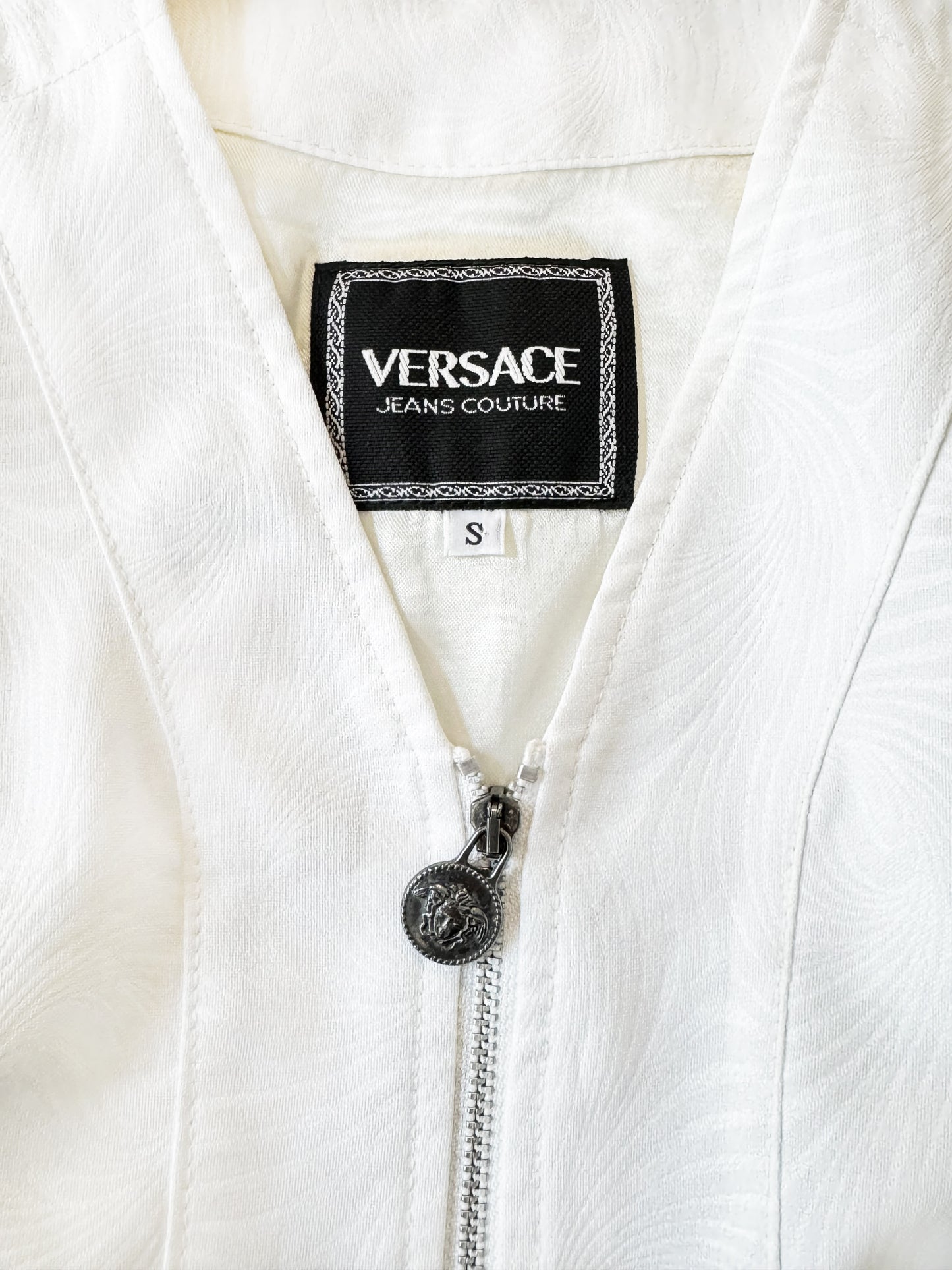 Versace 1990s Jeans Couture White Zip-up Vest