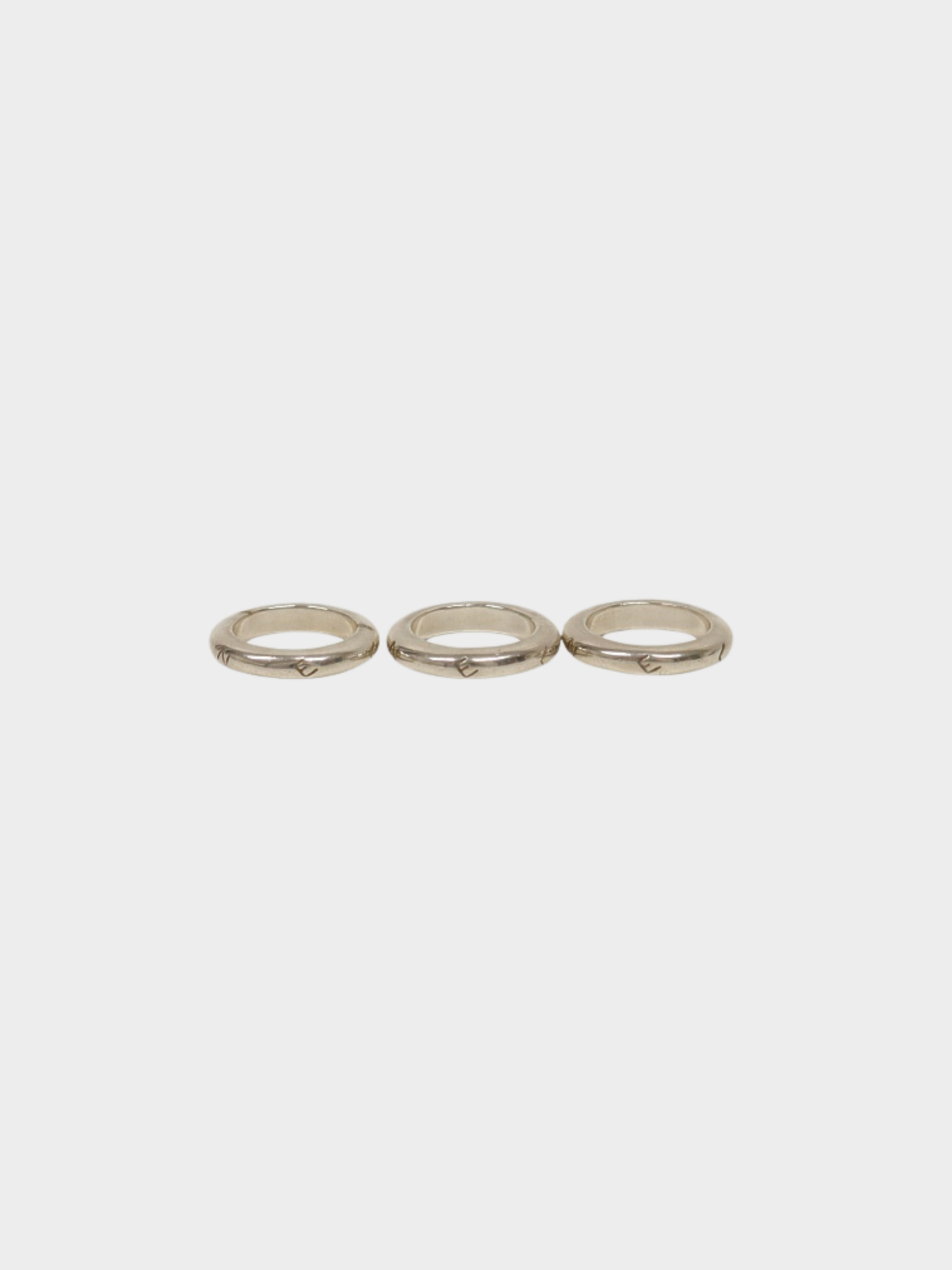 Chanel 2000s Silver 925 Logo Engraved Triple Ring