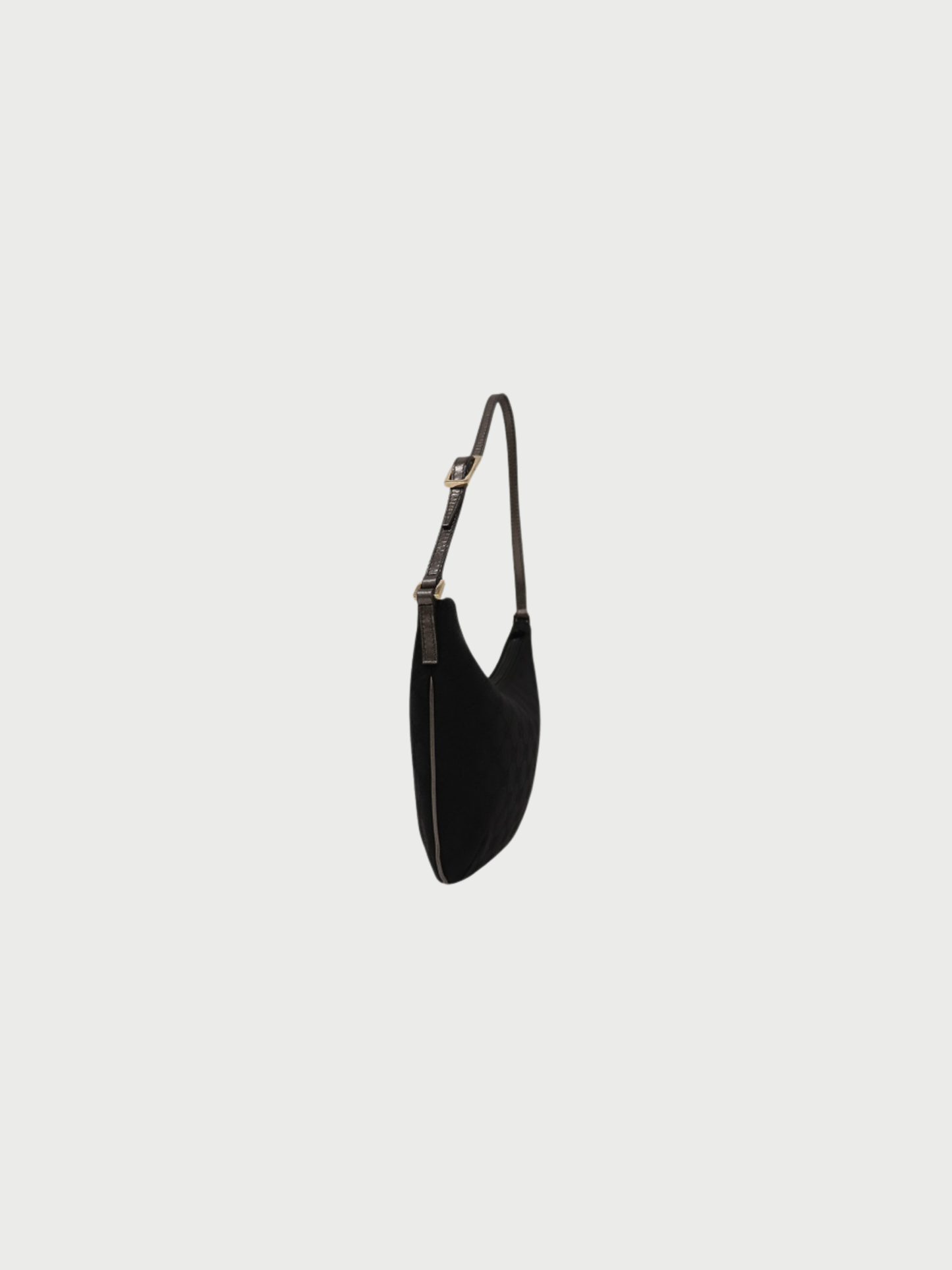 Gucci 2001 Black GG Canvas Leather One-Shoulder Bag