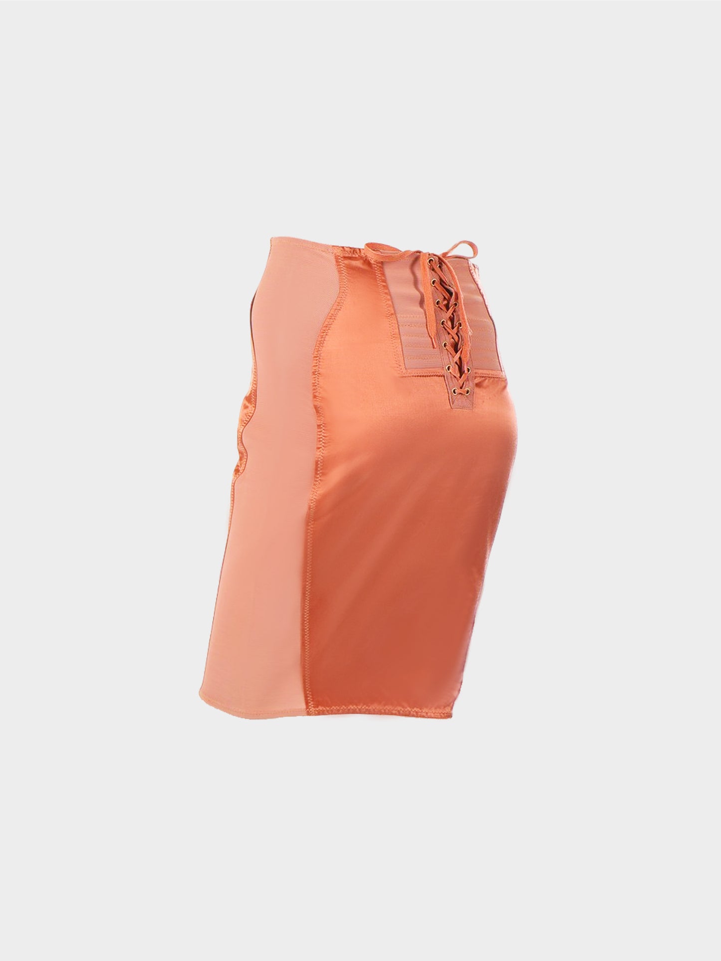 Jean Paul Gaultier Early 1990s Dark Peach Satin Jacket and Skirt Set