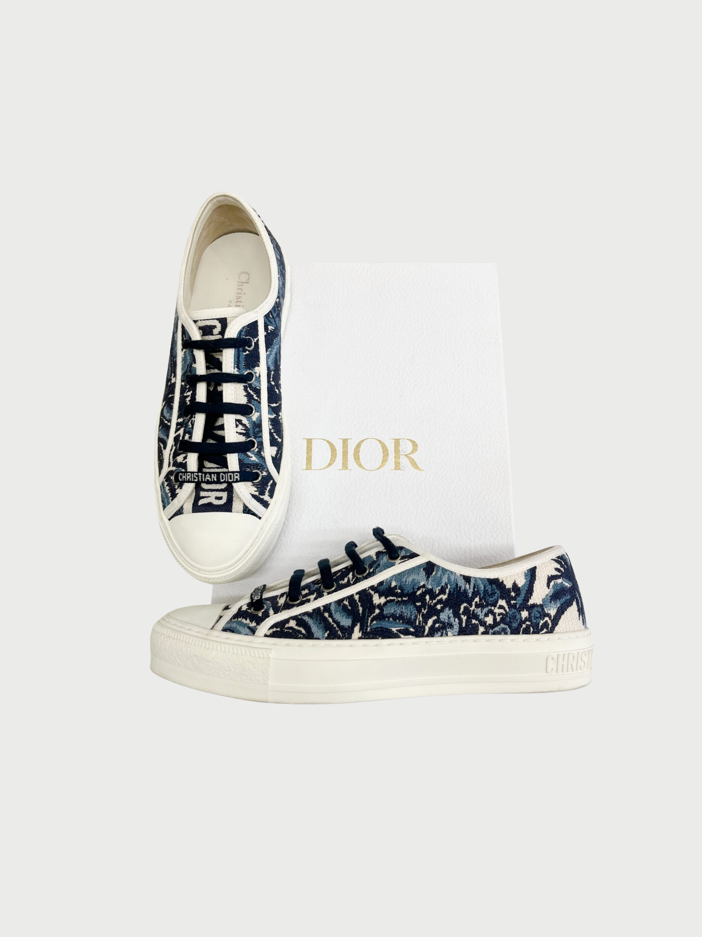 Christian Dior 2020s Cream Blue Walk’N’Dior Palm Embroidered Runners
