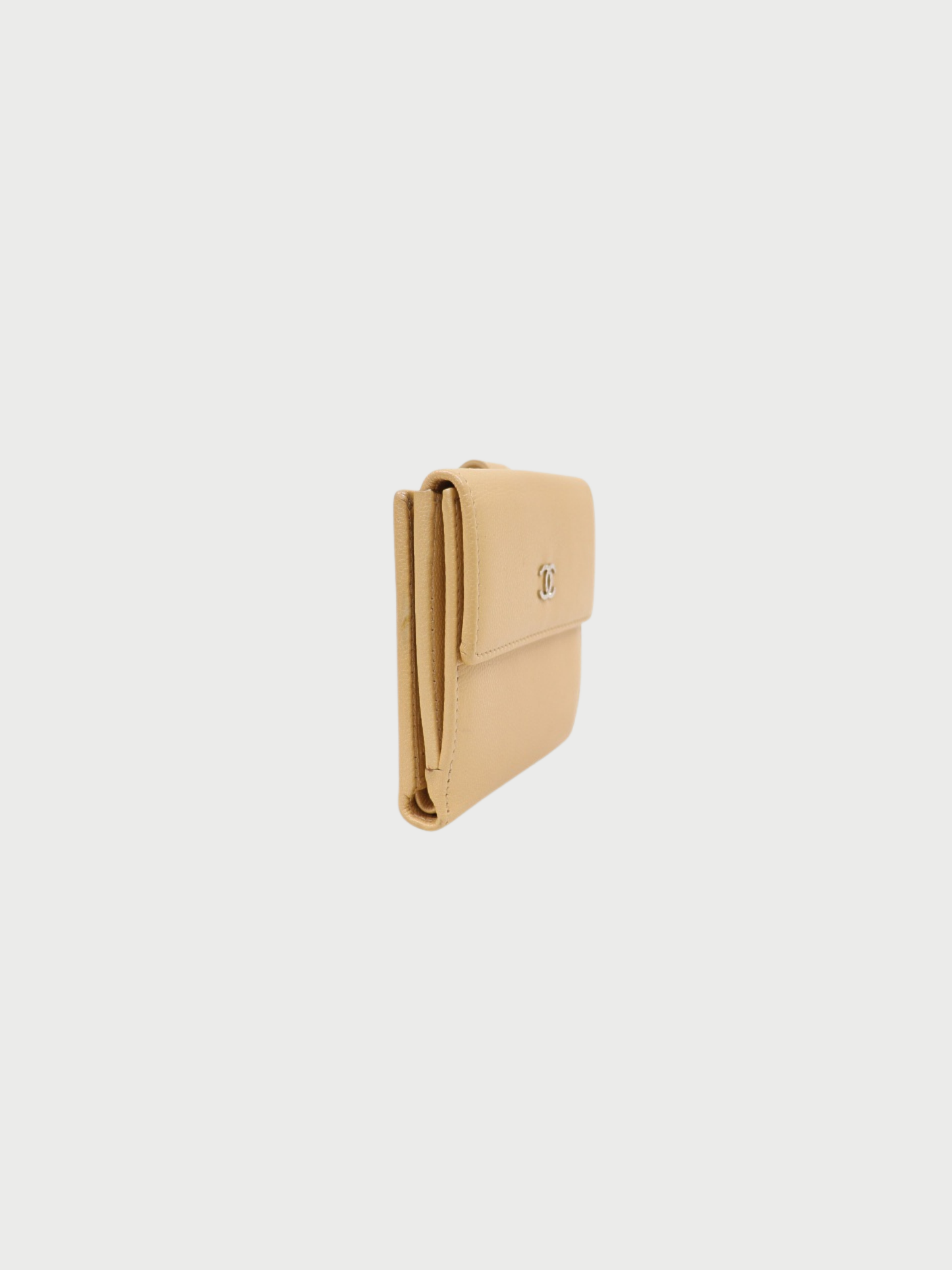 Chanel 2000s Beige Leather COCO Wallet